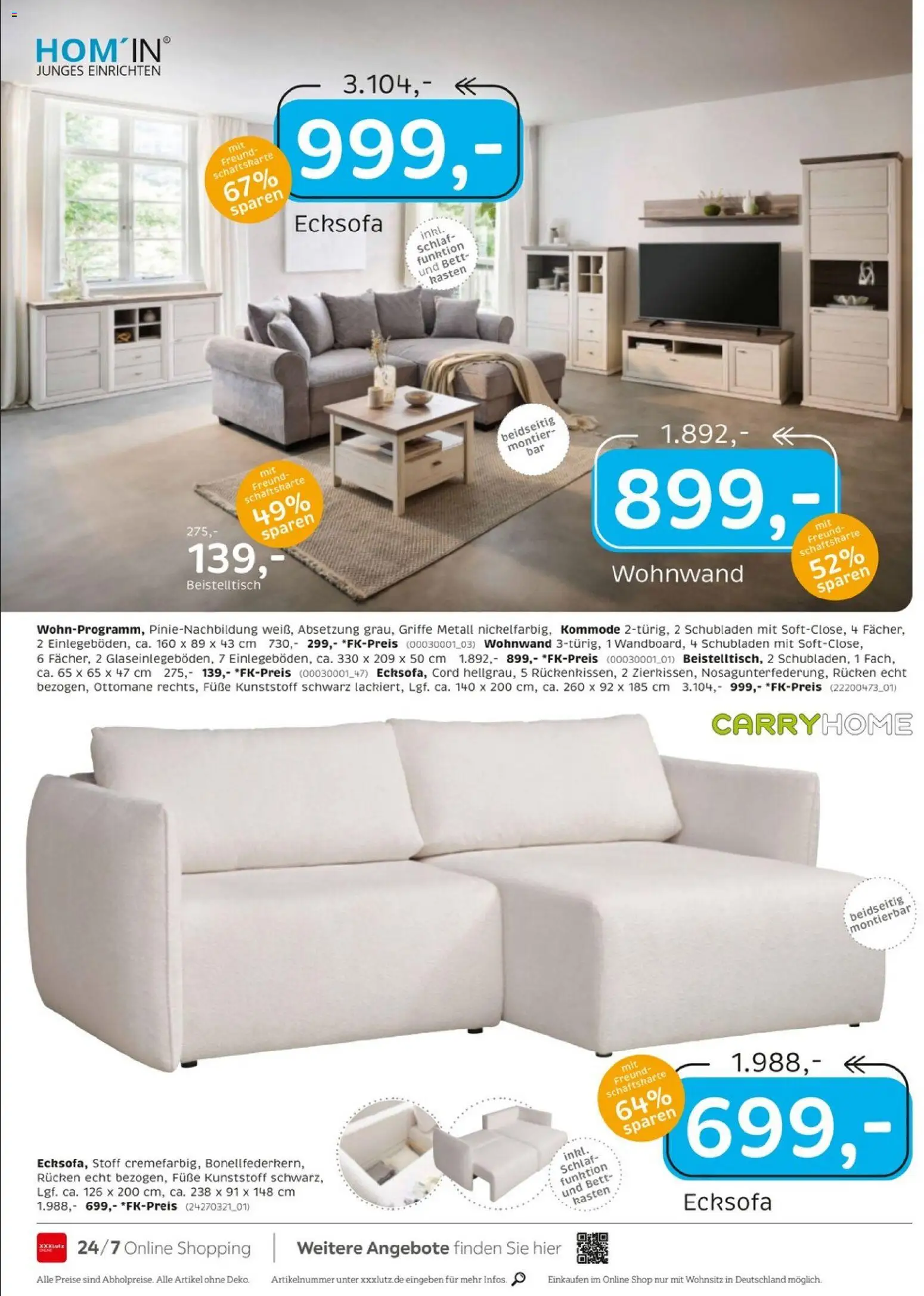 XXXLutz Jubiläum – gültig ab 22.08.2026 | Seite: 6 | Produkte: Ecksofa, Wohnwand, Beistelltisch, Bett