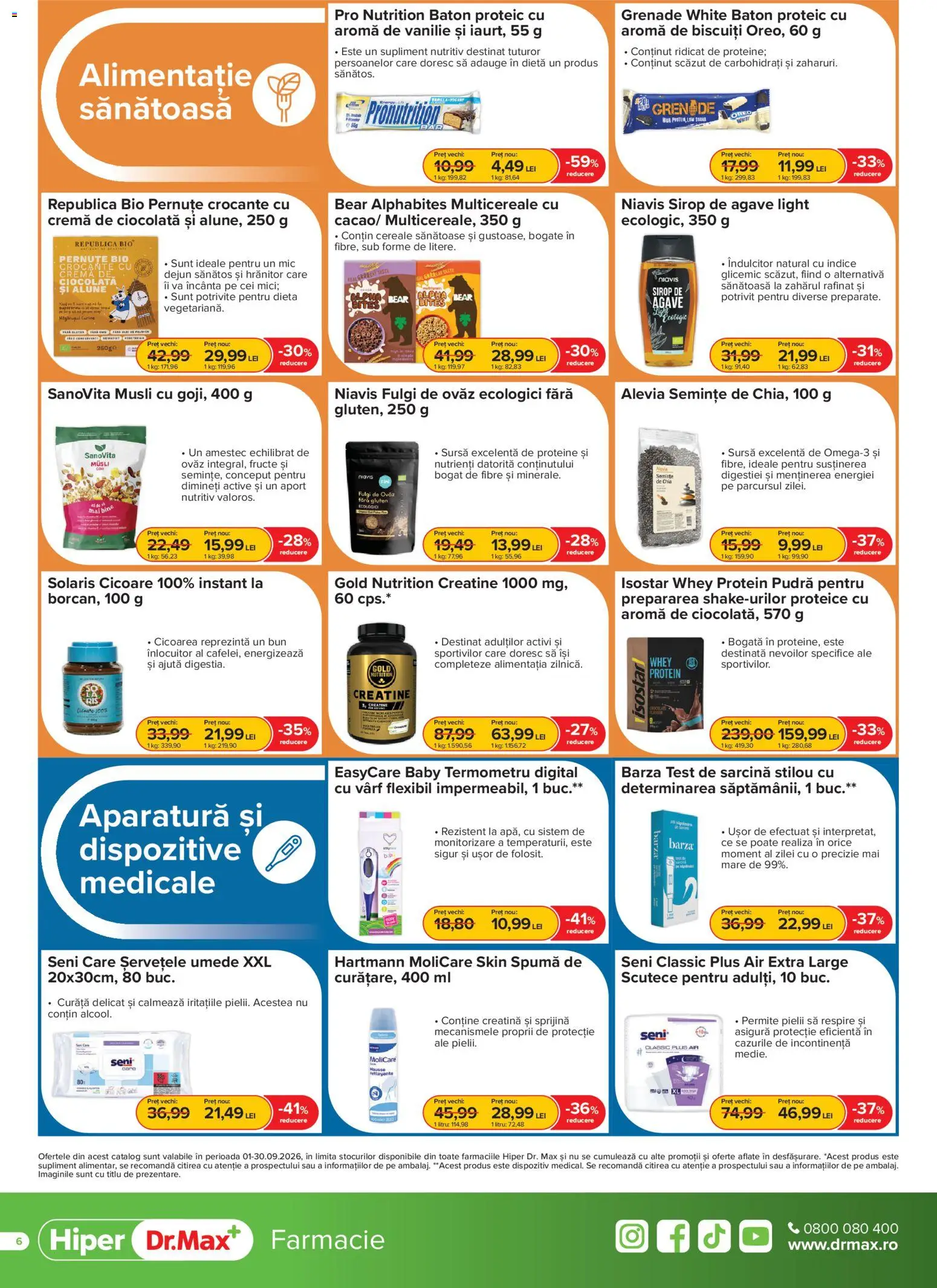 Noul catalog Dr.Max – valabil de la 01.09.2026 | Pagină: 6 | Produse: Oreo, Proteine, Alune, Plus