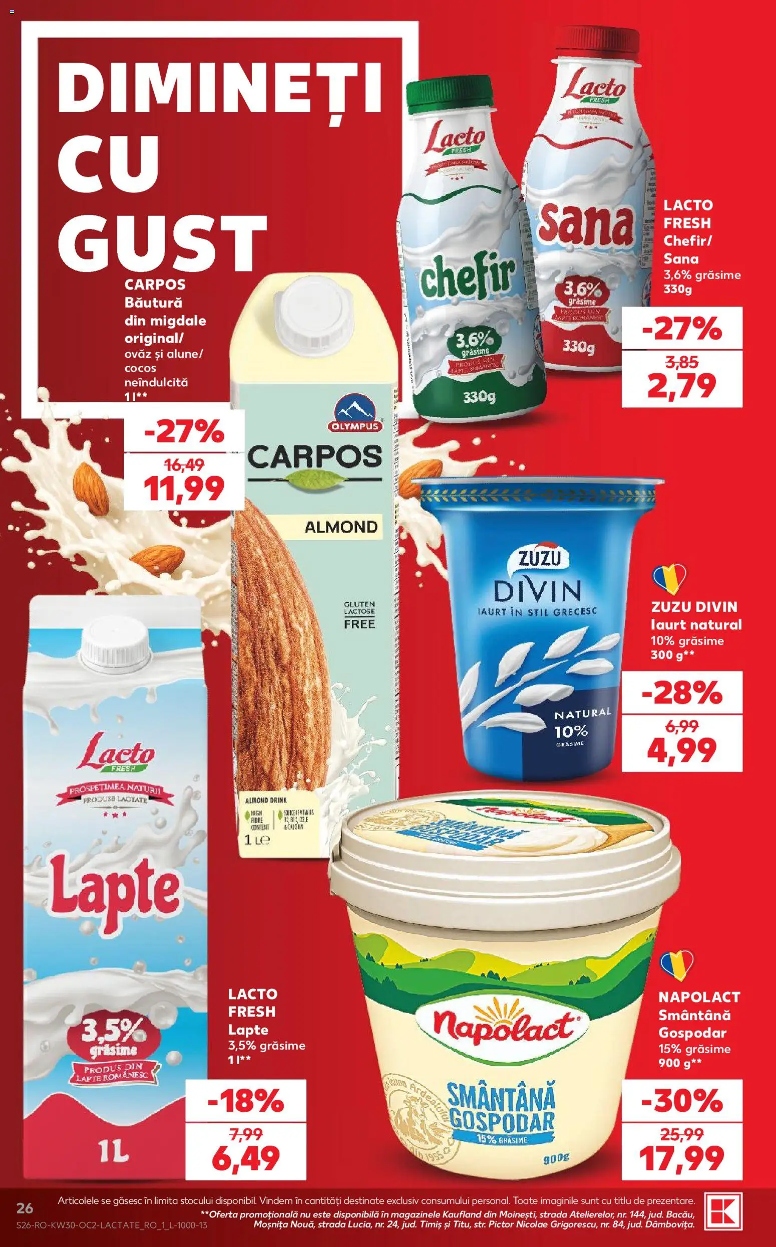 Noul catalog Kaufland – valabil de la 22.07.2026 | Pagină: 26 | Produse: Chefir, Migdale, Lapte, Smântână
