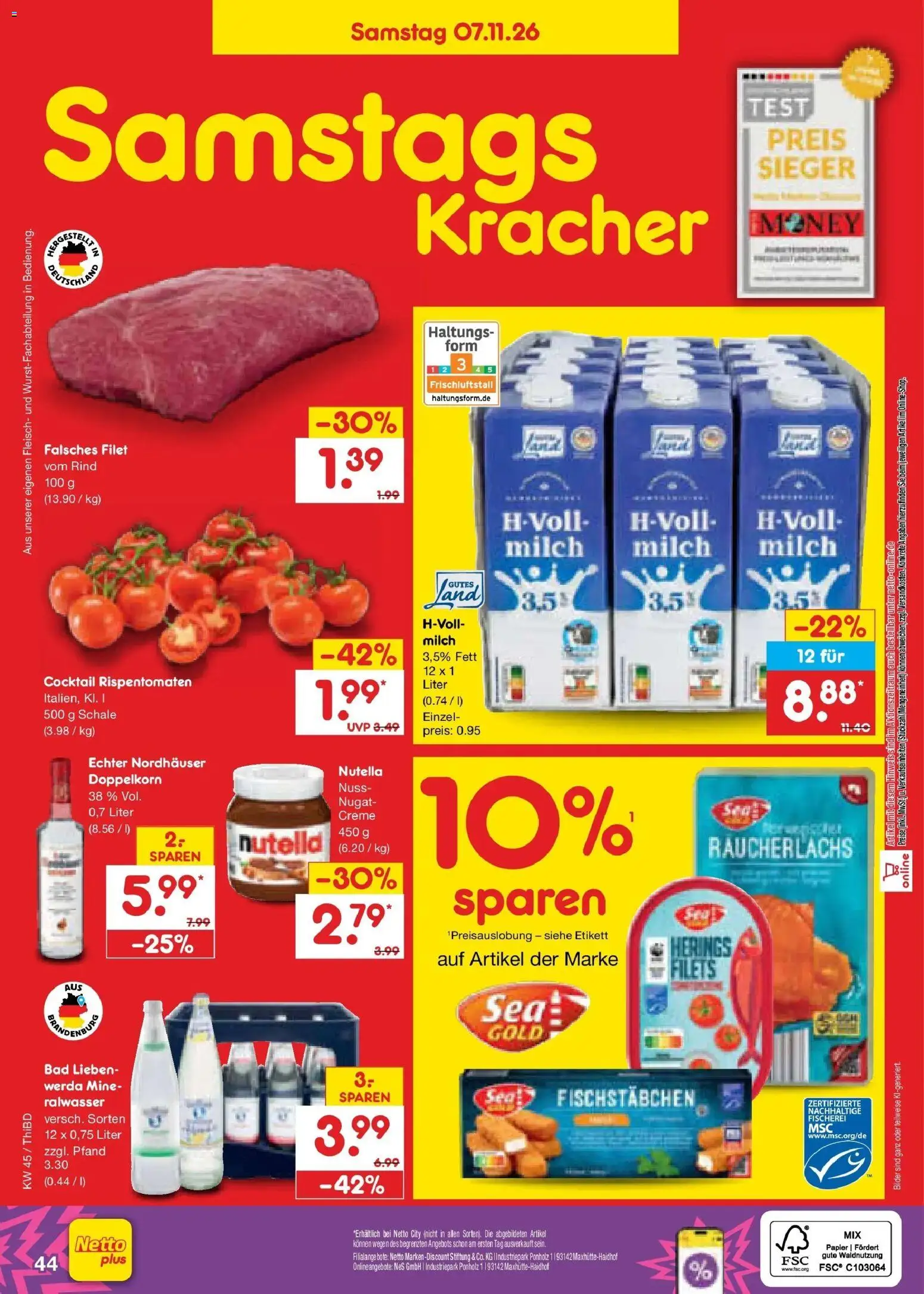 Netto Marken-Discount Prospekt Thiendorf – gültig ab 02.11.2026 | Seite: 64 | Produkte: Milch, Creme, Nutella, Fischstabchen