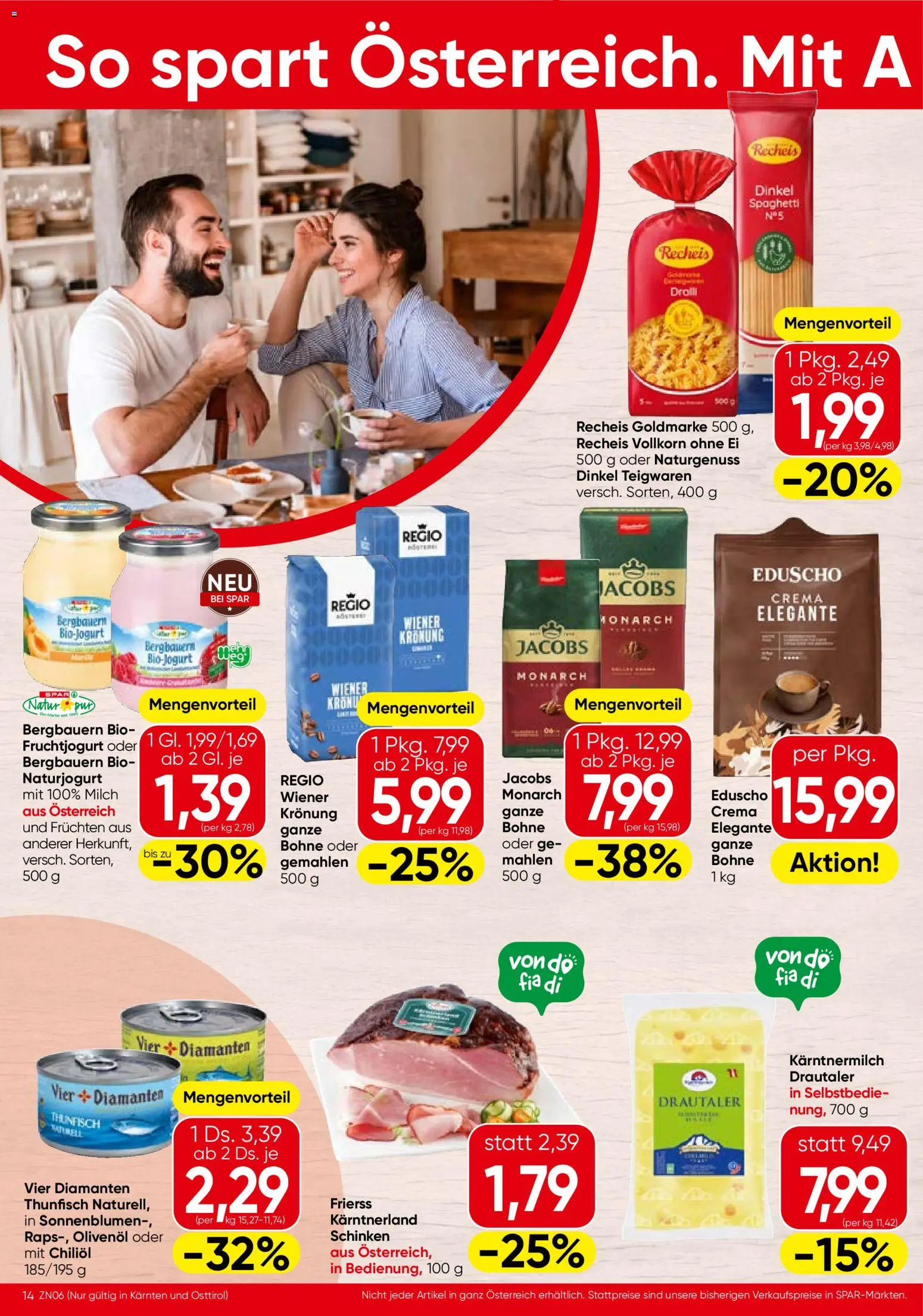 Spar - Kaernten gültig ab 03.06.2026 | Seite: 14 | Produkte: Milch, Hajdina liszt, Schinken