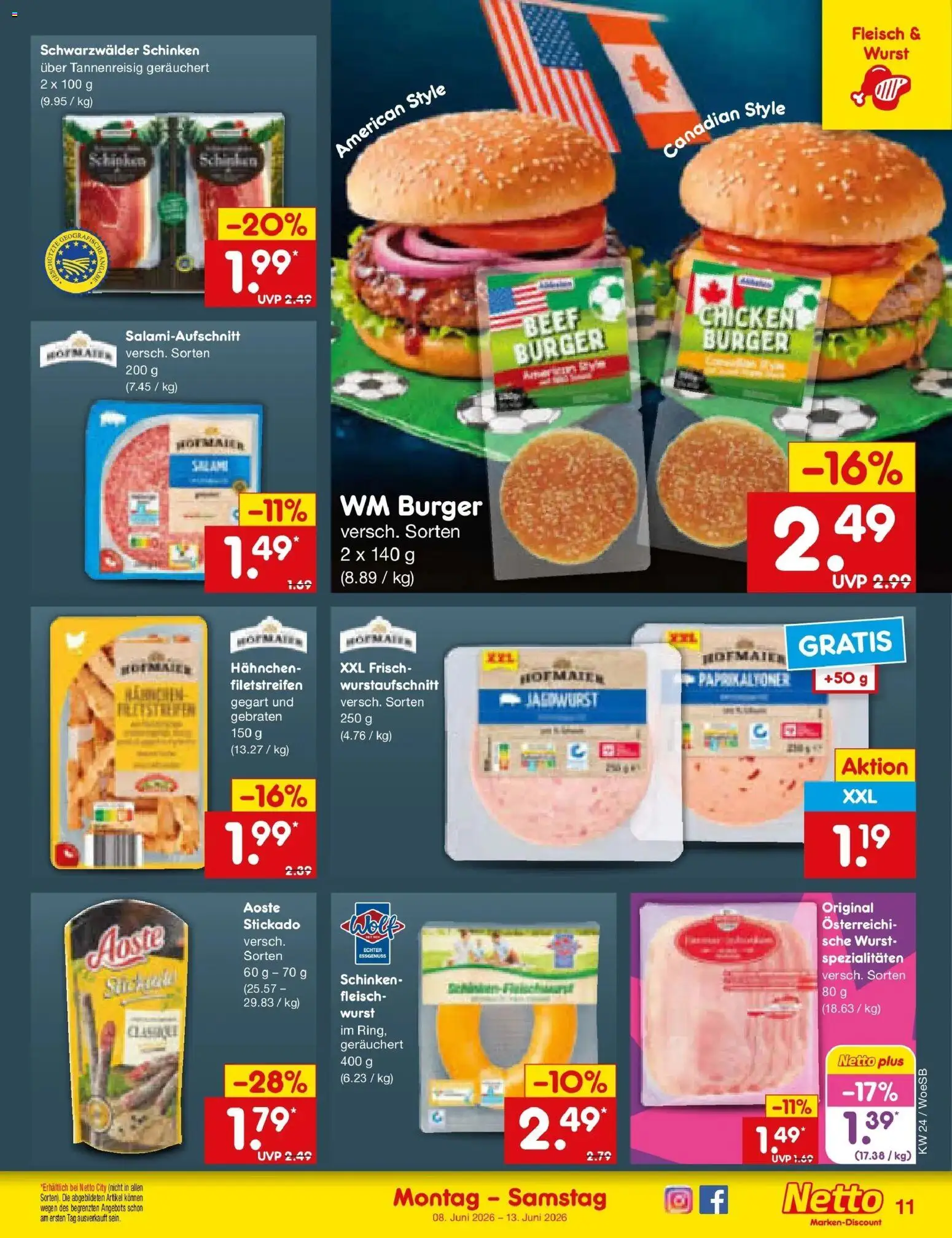 Netto Marken-Discount Prospekt Katzweiler – gültig ab 08.06.2026 | Seite: 17 | Produkte: Burger, Wurst, Salami, Fleisch