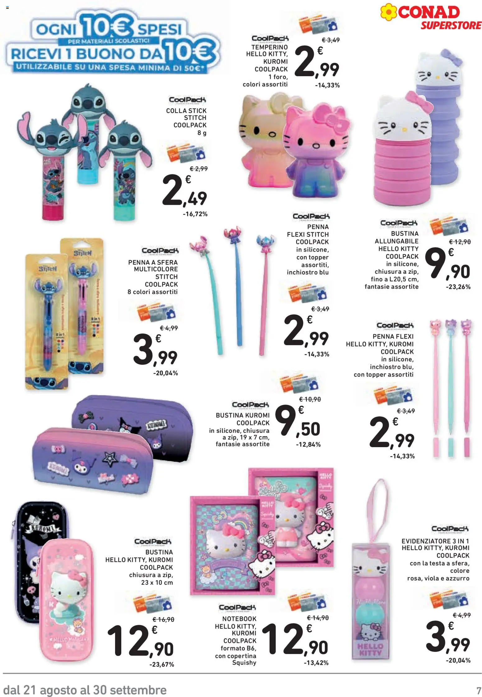 Volantino Conad del 21/08/2026 | Pagina: 7 | Prodotti: Notebook, Silicone, Temperino, Evidenziatore