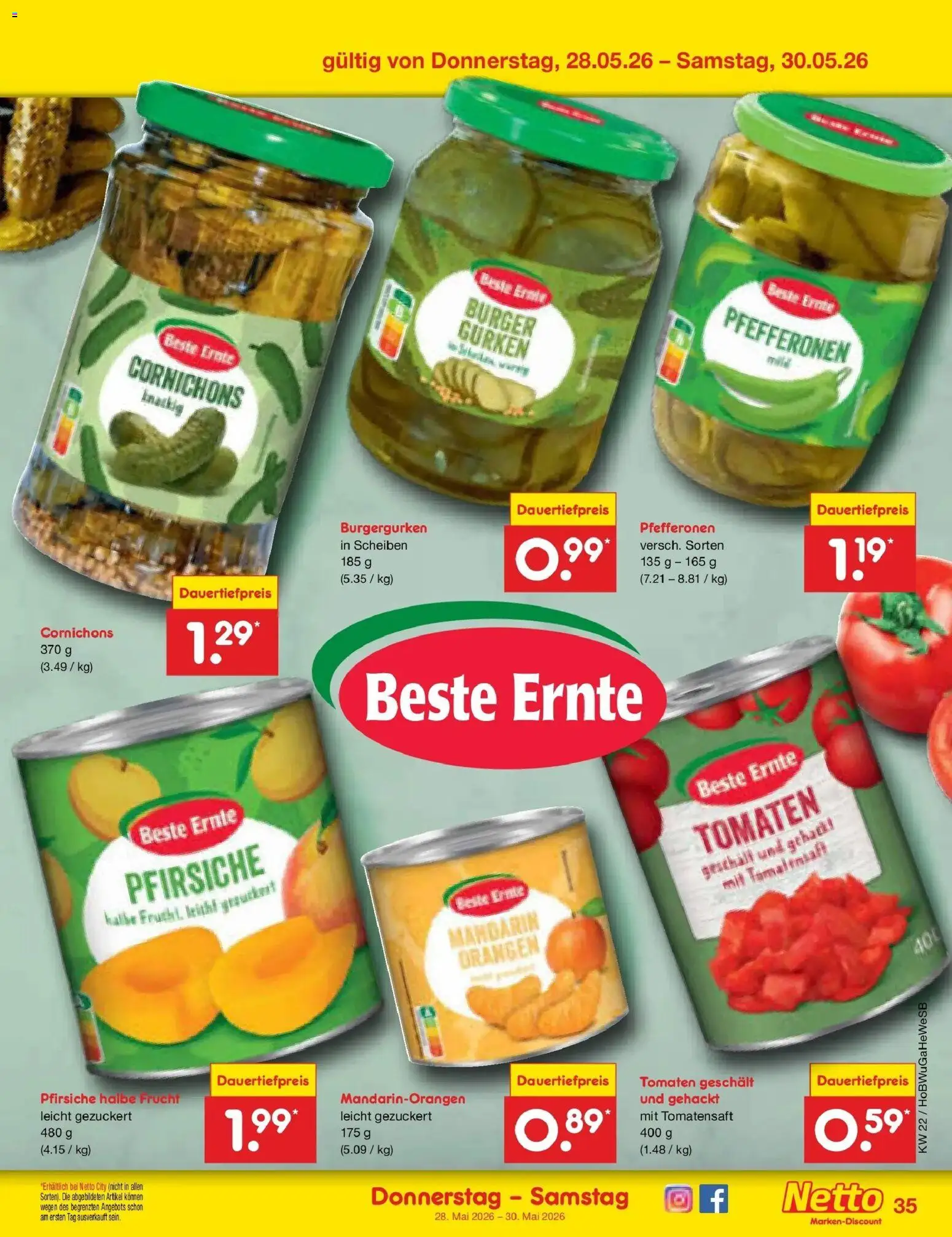 Netto Marken-Discount Prospekt Bremen-Lesum – gültig ab 26.05.2026 | Seite: 43 | Produkte: Burger, Orangen, Tomaten, Gurken