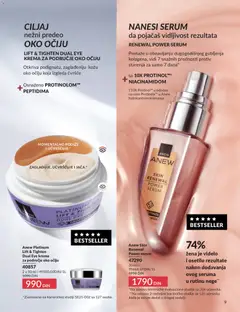 Anew Platinum Lift & Tighten Dual Eye krema za područje oko očiju, Otkriva podignutu, zaglađeniju kožu oko očiju koja izgleda čvršće. Momentalno podiže i učvršćuje. Zaglađuje, učvršćuje i jača. - pregled AVON kataloga - važi od 01.06.2026 | Strana: 9