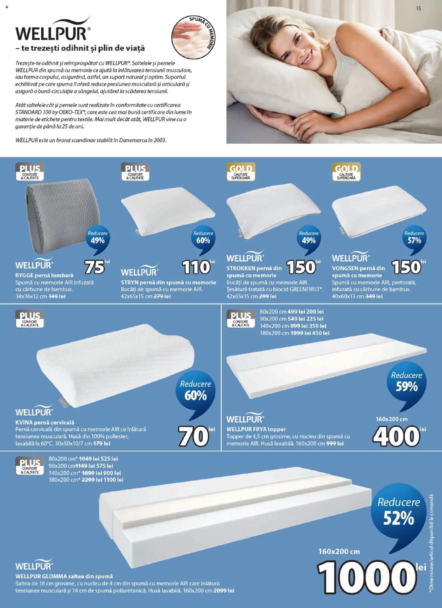 Noul catalog JYSK – valabil de la 25.08.2026 | Pagină: 15 | Produse: Saltea, Pernă, Topper, Plus