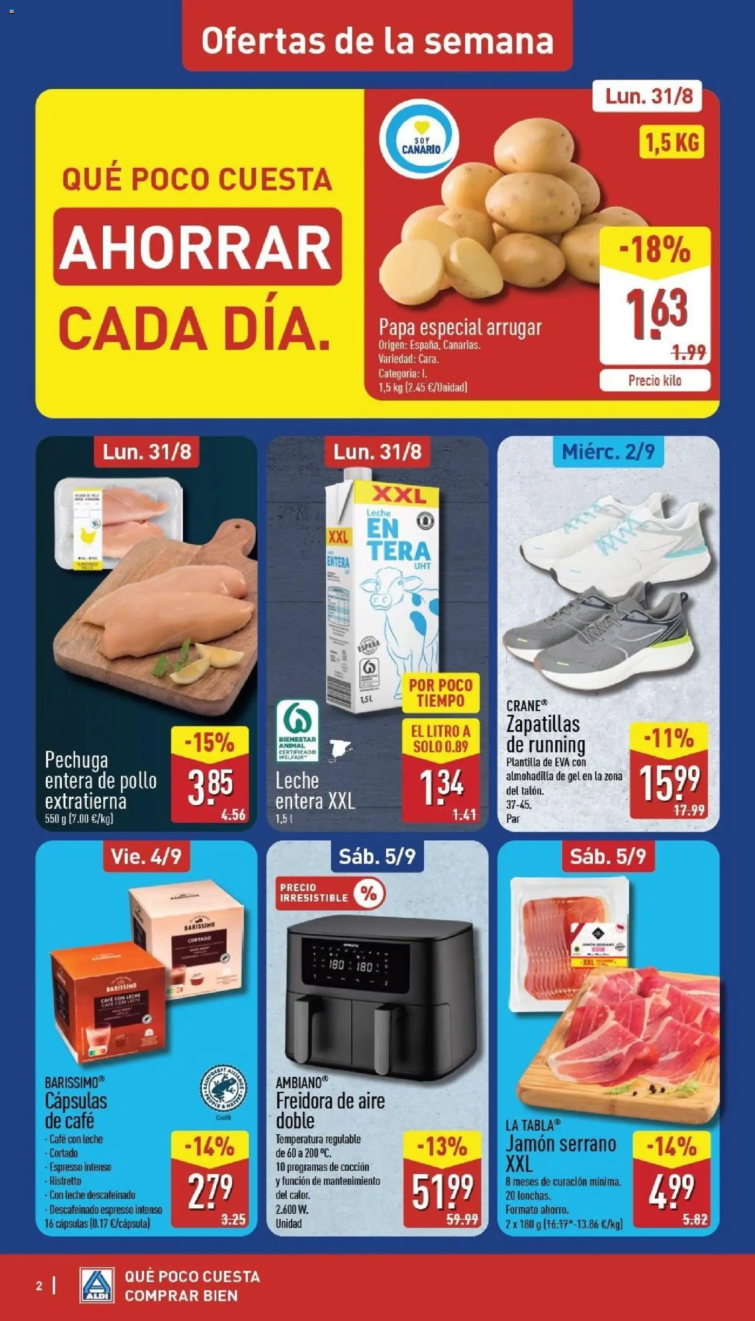 Aldi folleto Canarias │ válido desde el 31/08/2026 | Página: 2 | Productos: Cápsulas, Café con leche, Café, Jamón