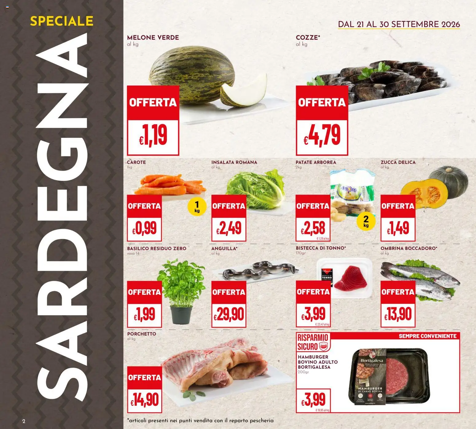 Volantino Pan del 30/09/2026 | Pagina: 2 | Prodotti: Bovino, Carote, Melone, Bistecca