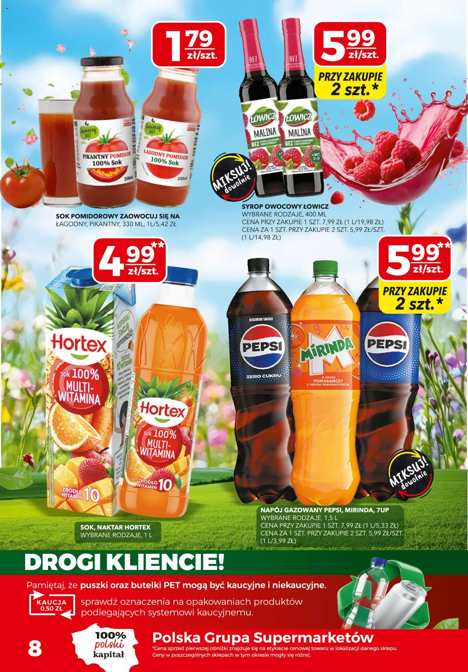 Top Market gazetka od 21.05.2026 | Strona: 8 | Produkty: Syrop, Malina, Pepsi, Sok