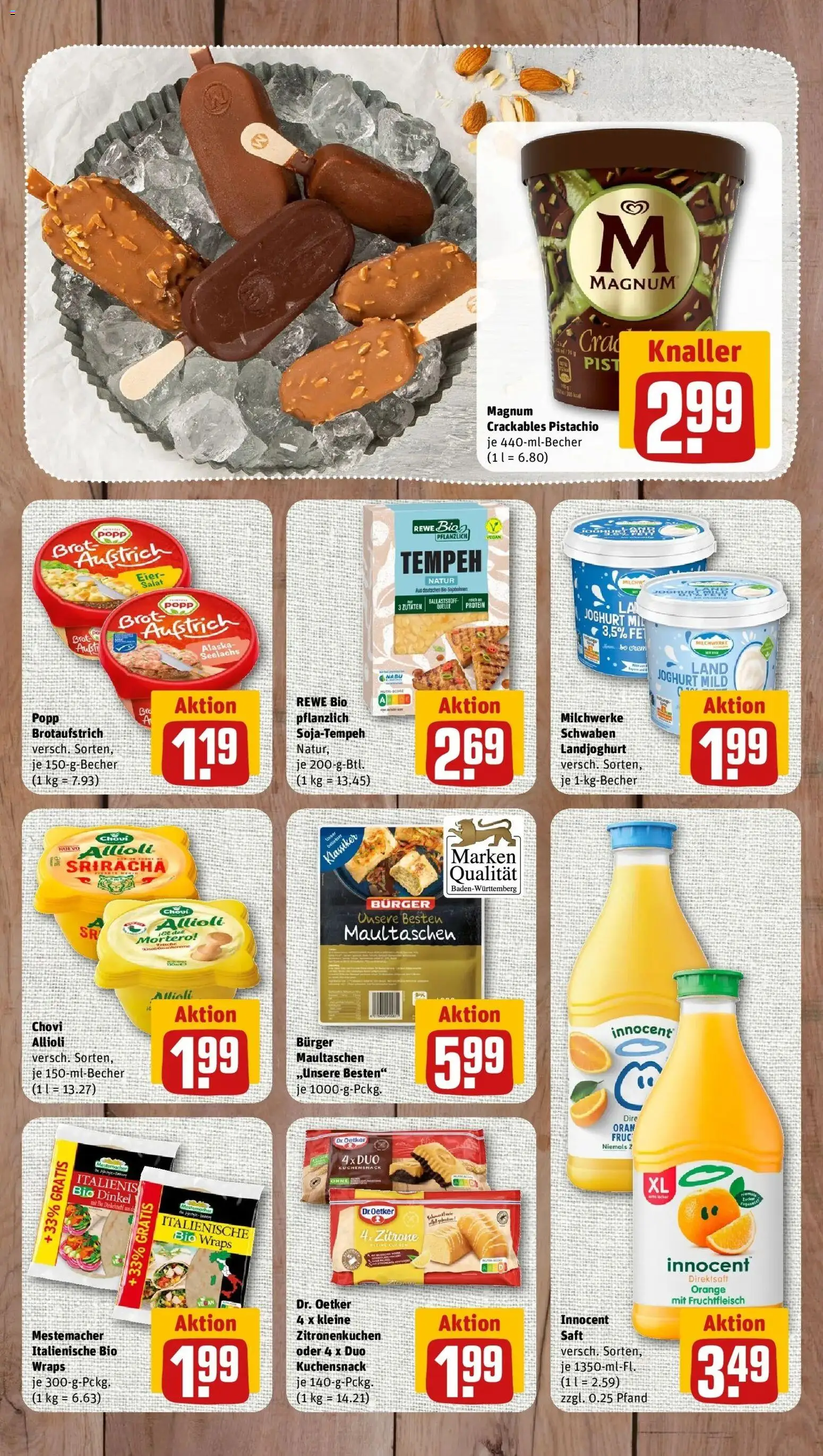 REWE Prospekt ab 24.08.2026 zum Blättern » Angebote | Seite: 7 | Produkte: Joghurt, Burger, Zitrone, Saft