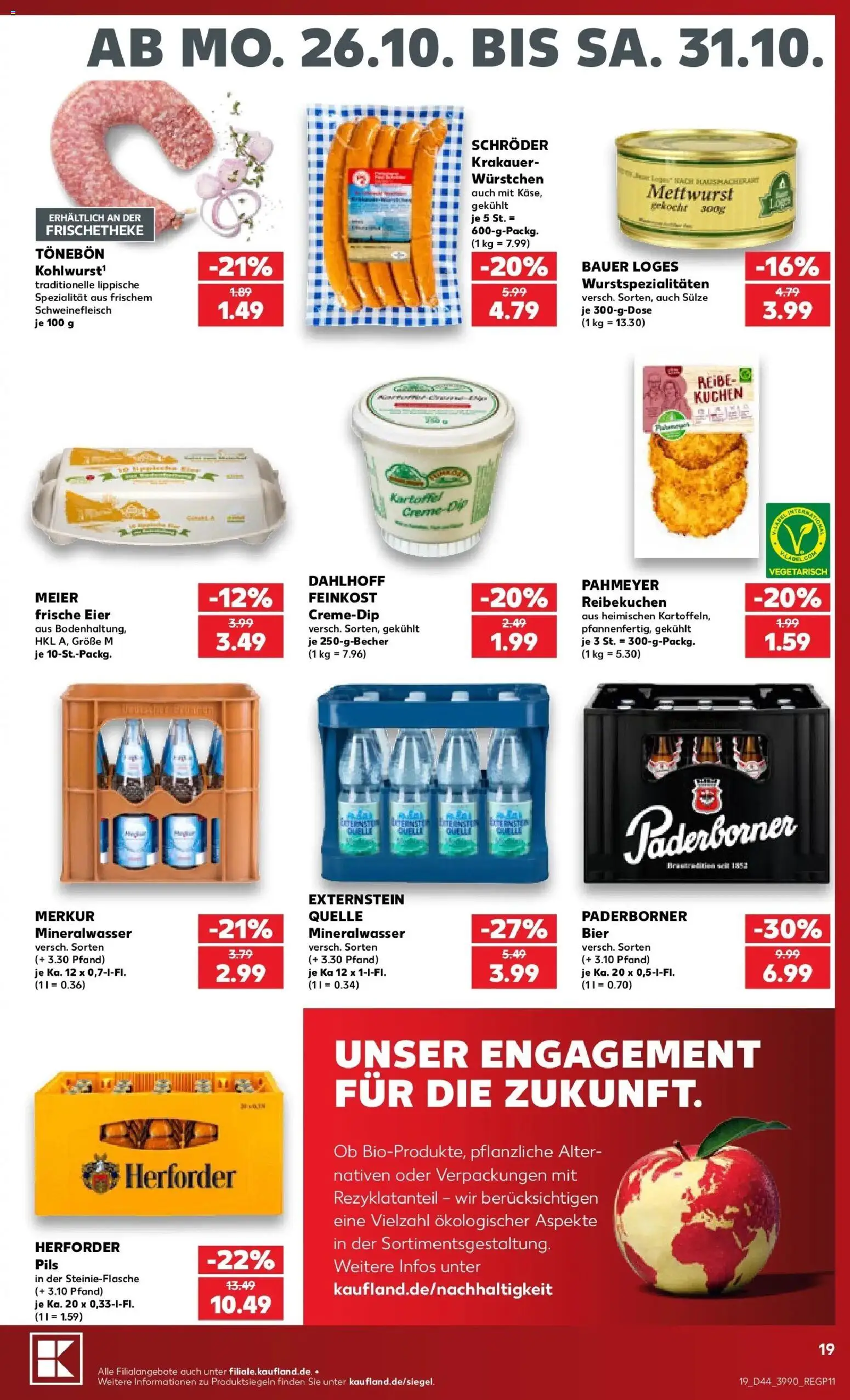 Kaufland Prospekt Detmold – gültig ab 26.10.2026 | Seite: 23 | Produkte: Eier, Pils, Mineralwasser, Kuchen