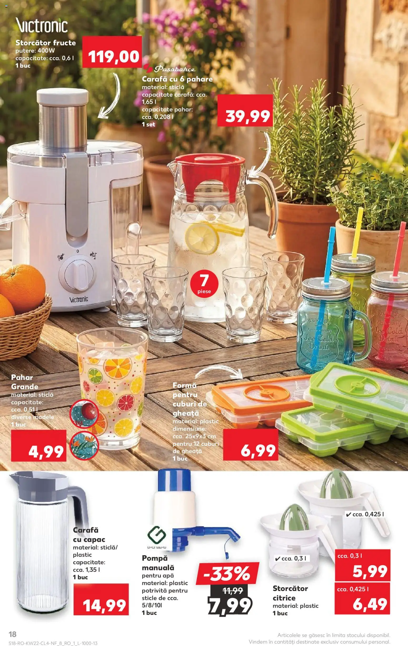 Noul catalog Kaufland – valabil de la 27.05.2026 | Pagină: 18 | Produse: Storcător, Carafă, Apă, Fructe