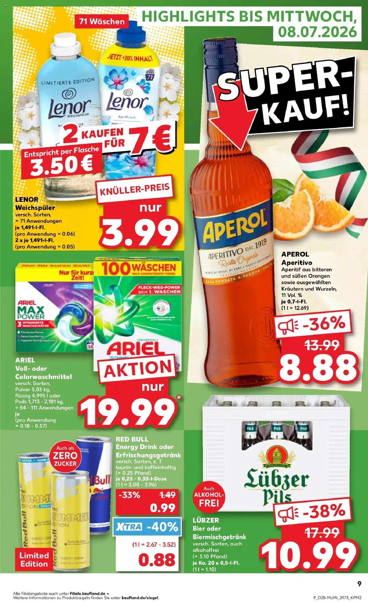 Kaufland Kaufland: Mo-Mi Der Wochenstart – gültig ab 05.07.2026 | Seite: 9 | Produkte: Energy, Ariel, Zucker, Lubzer