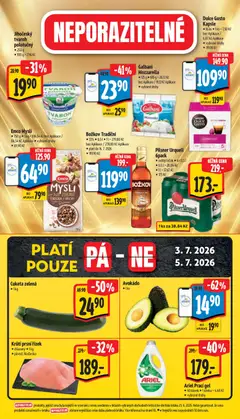 Náhled letáku Emco Mysli, 750 g od 01.07.2026 | Strana: 34 | Produkty: Pilsner, Cuketa, Božkov, Mysli
