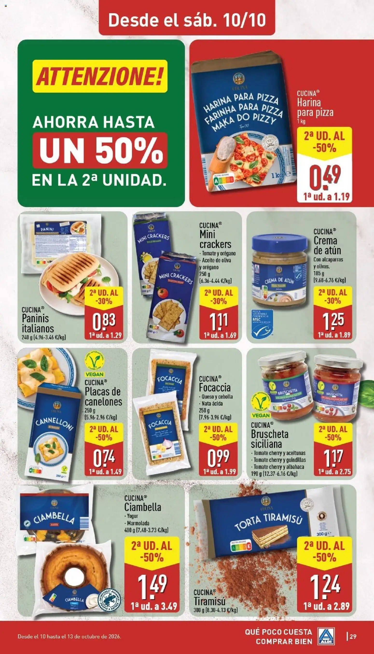 Aldi folleto Baleares │ válido desde el 05/10/2026 | Página: 29 | Productos: Harina para pizza, Queso, Yogur, Nata