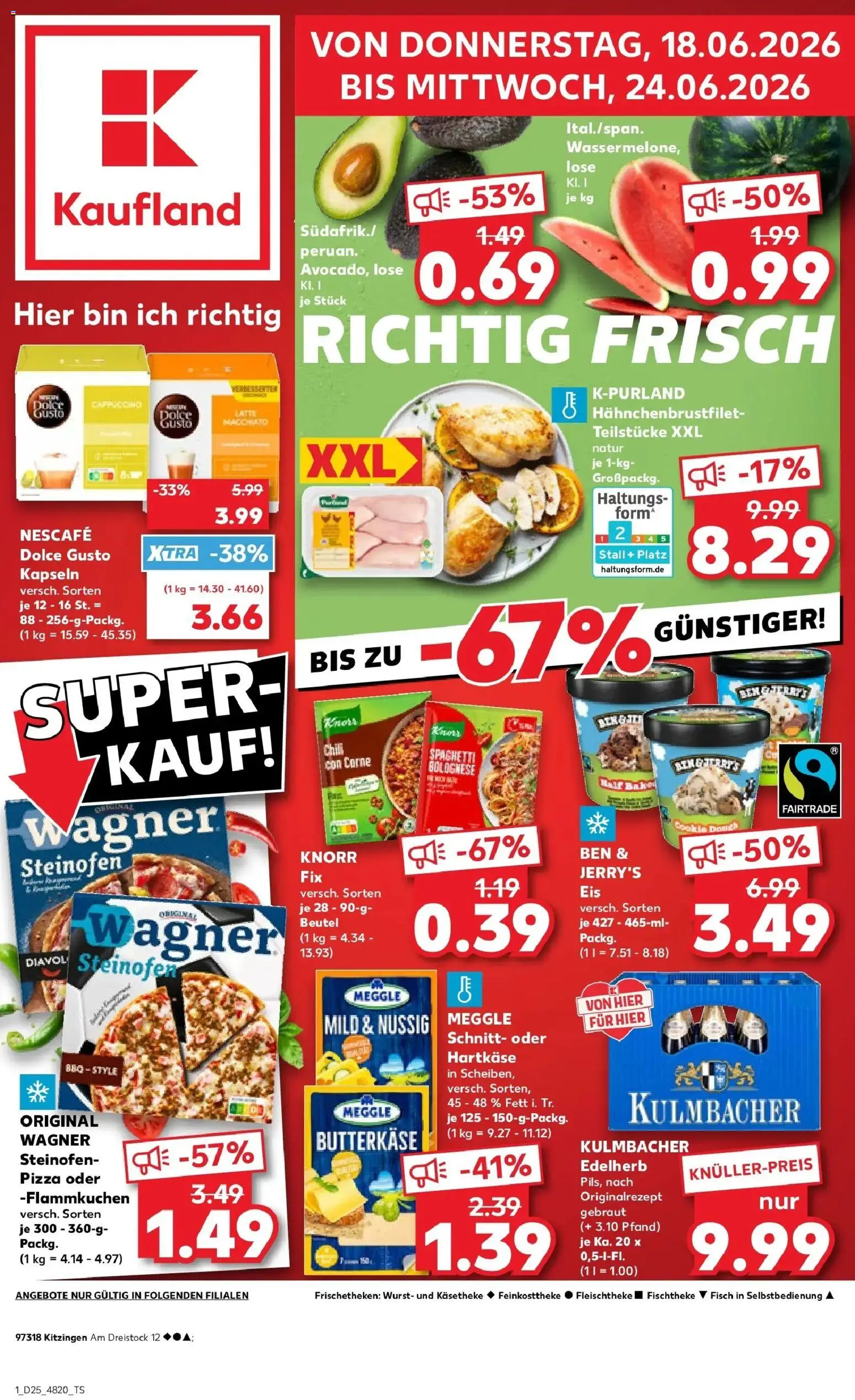 Kaufland Prospekt Kitzingen – gültig ab 18.06.2026 | Seite: 3 | Produkte: Nescafe, Fisch, Chili, Pizza