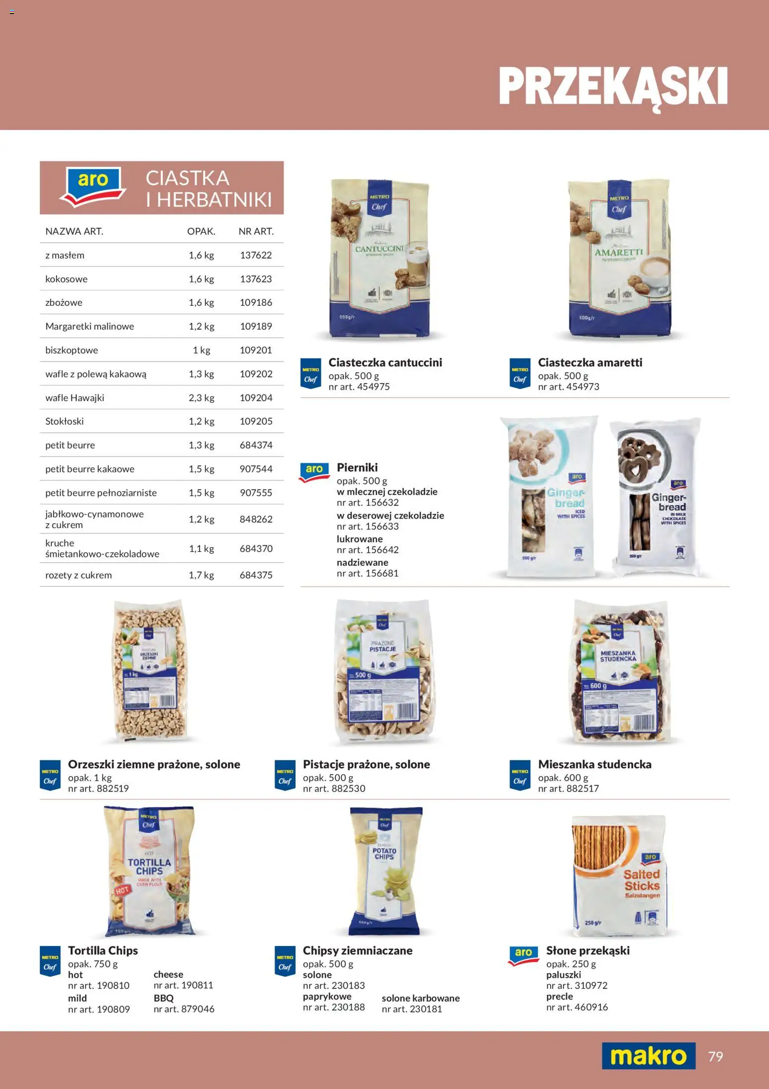 Makro gazetka - Produktów marek własnych dla profesjonalnej Gastronomii od 01.03.2026 | Strona: 79 | Produkty: Pierniki, Cantuccini, Tortilla, Paluszki