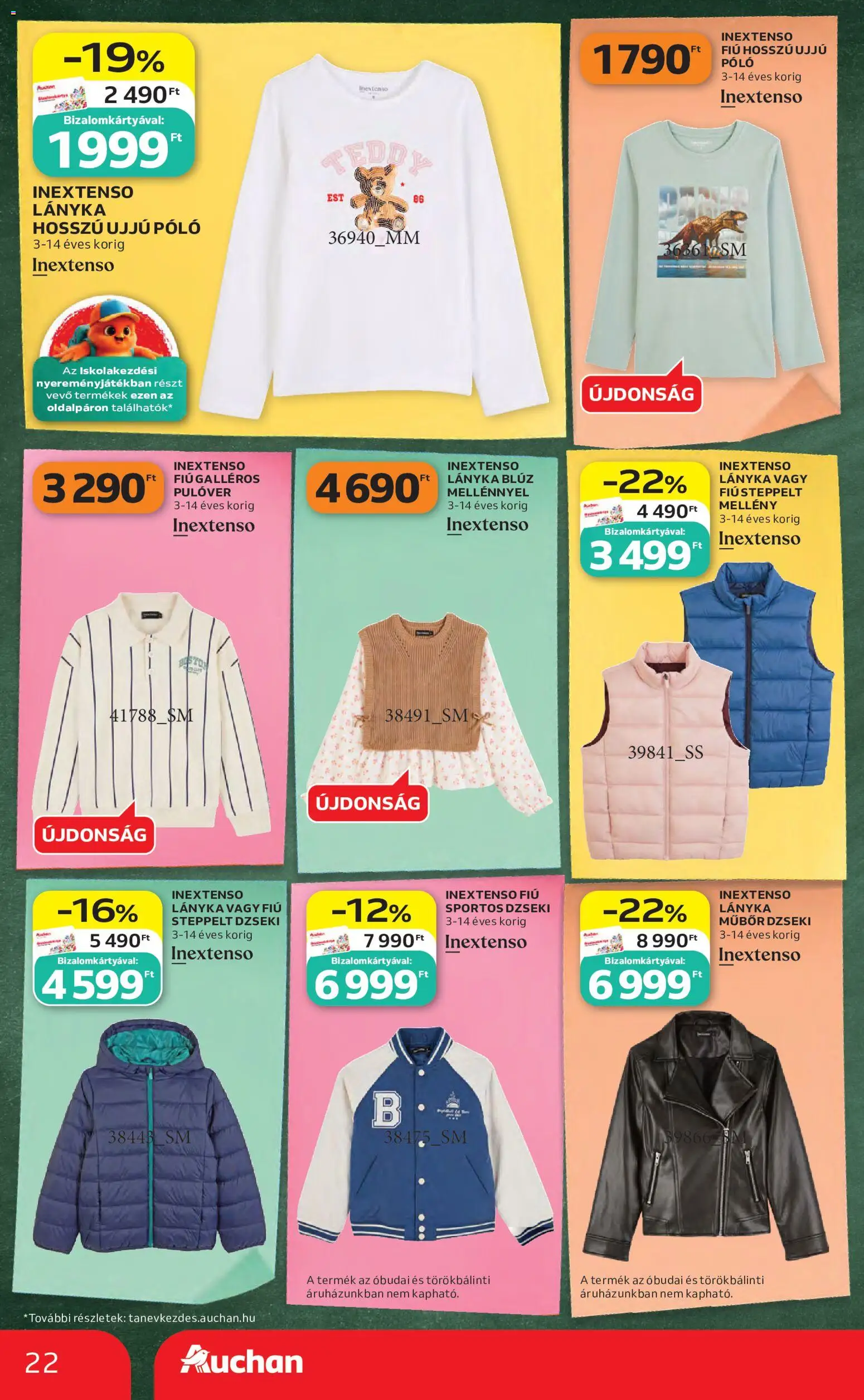 Auchan akciós ujság - amely érvényes a következő dátumtól: 2026.08.06. | Oldal: 22 | Termékek: Steppelt dzseki, Blúz, Mellény, Dzseki
