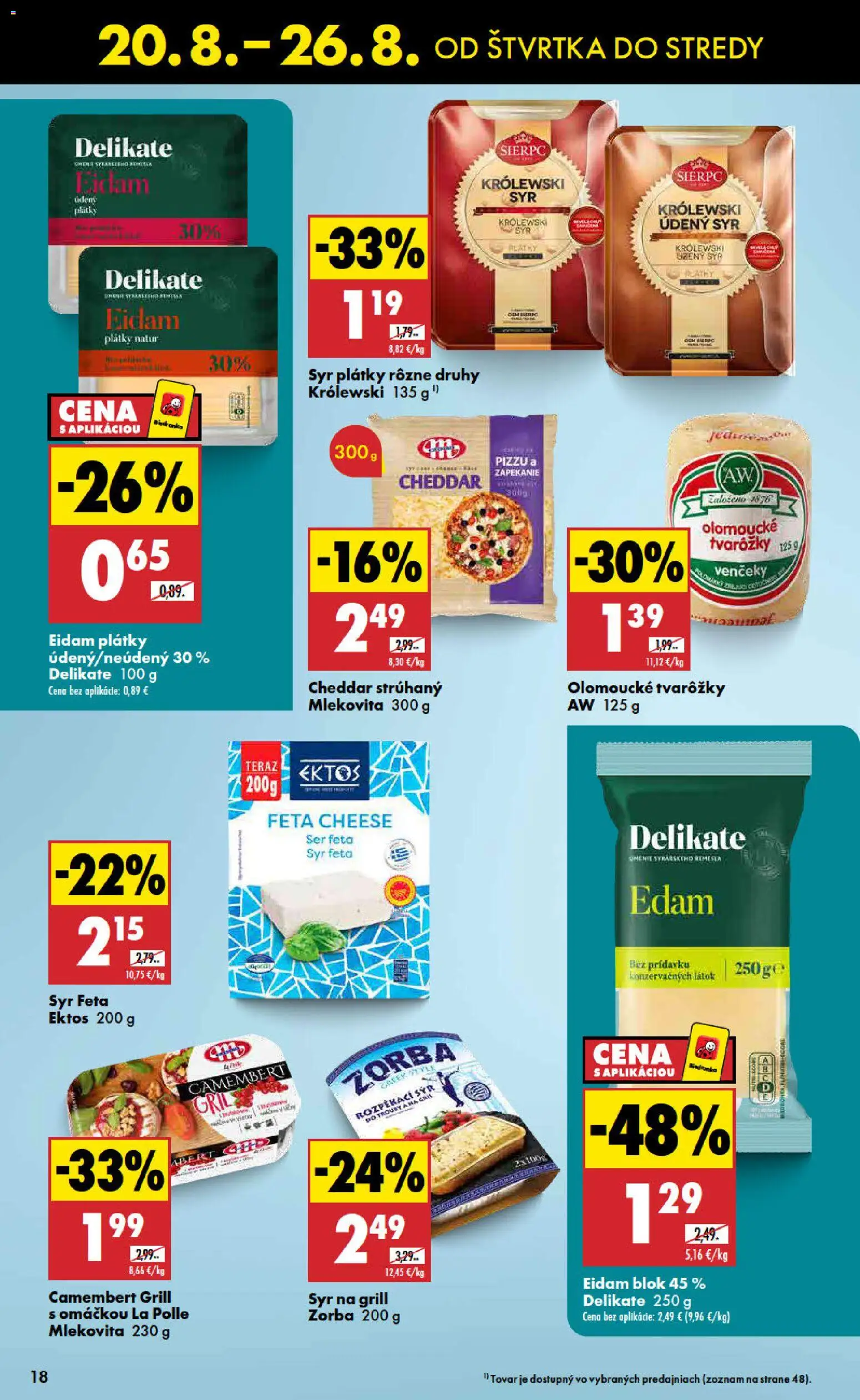 Nové Biedronka akcie – leták je platný od 20.08.2026 | Strana: 18 | Produkty: Gril, Feta, Camembert