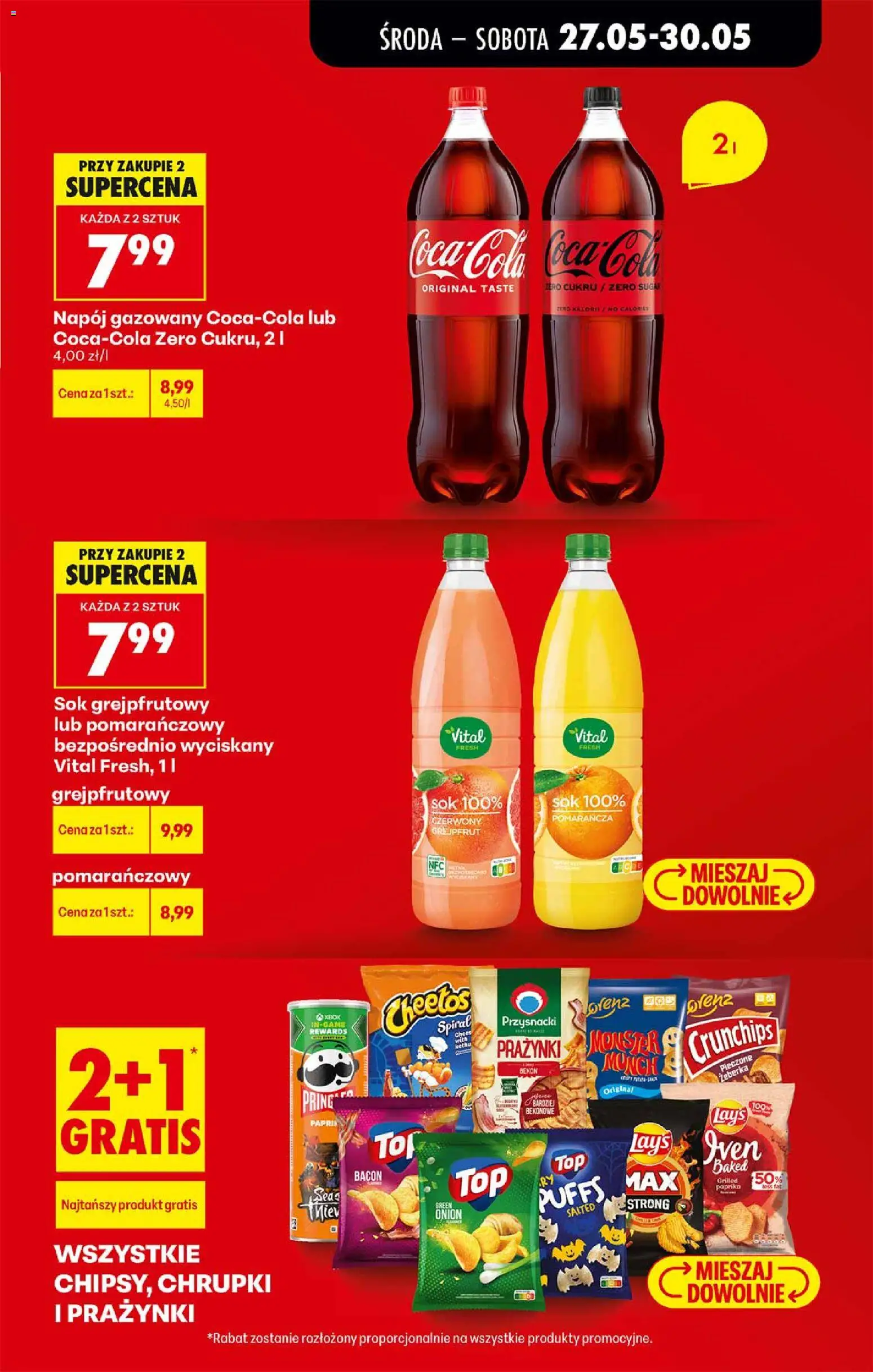 Biedronka gazetka od środy od 27.05.2026 | Strona: 9 | Produkty: Top, Sok grejpfrutowy, Chrupki, Chipsy pringles
