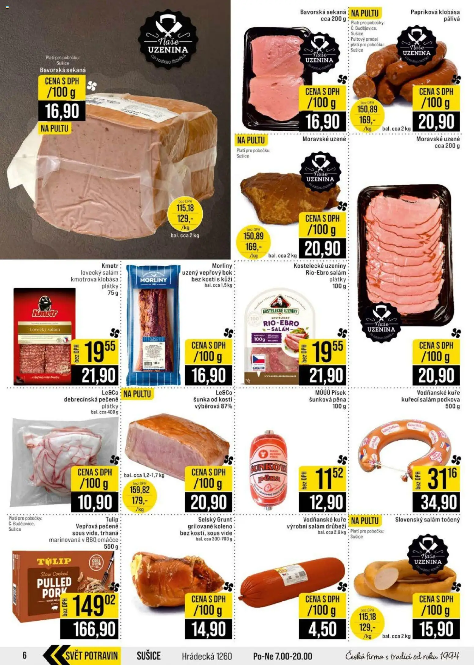 Jip leták - Cash & Carry od 08.07.2026 | Strana: 6 | Produkty: Vepřový bok, Sekaná, Uzeniny, Moravské uzené