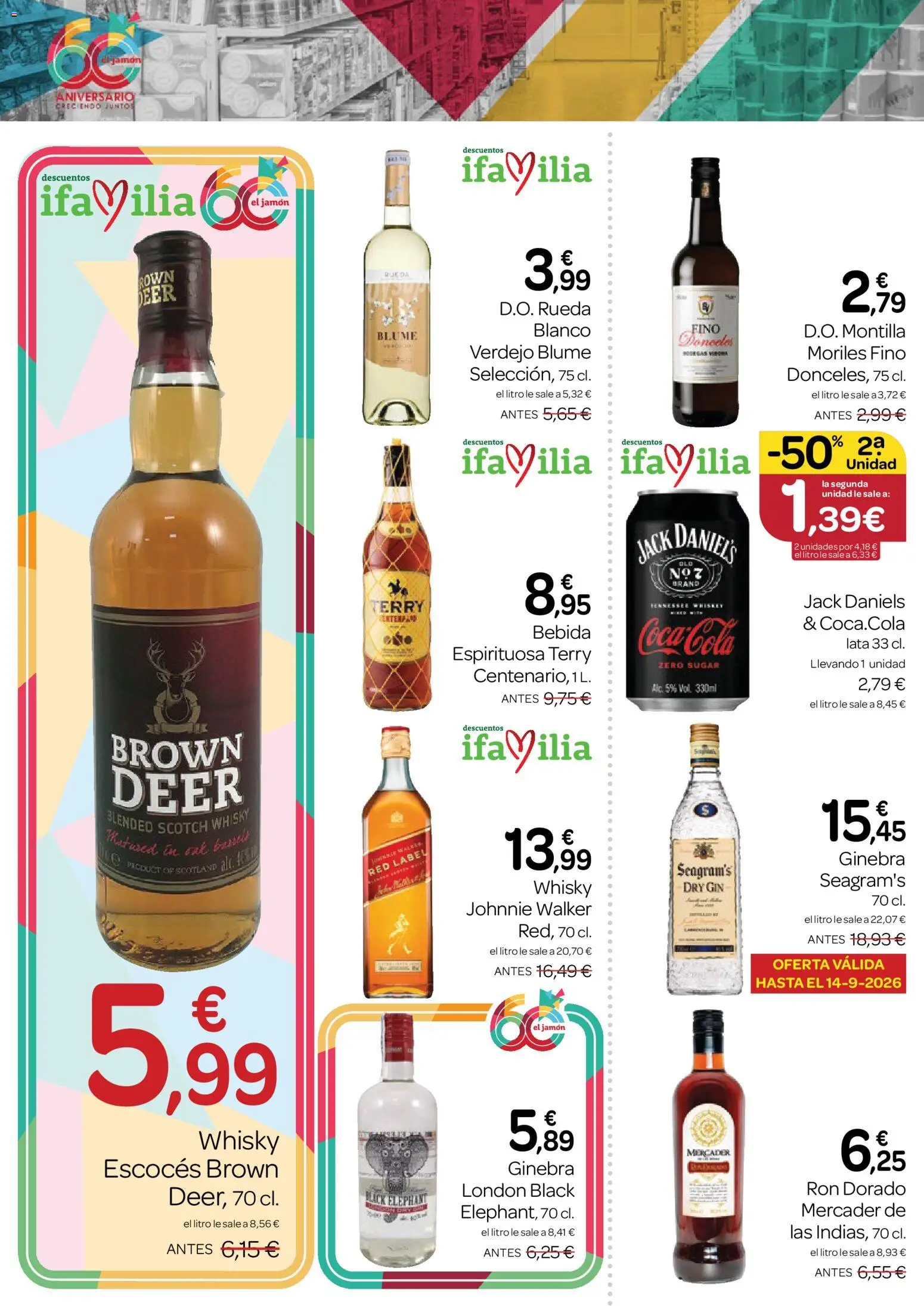 Supermercados El Jamón folleto │ válido desde el 27/08/2026 | Página: 10 | Productos: Ron, Ginebra, Whisky, Jack Daniel's