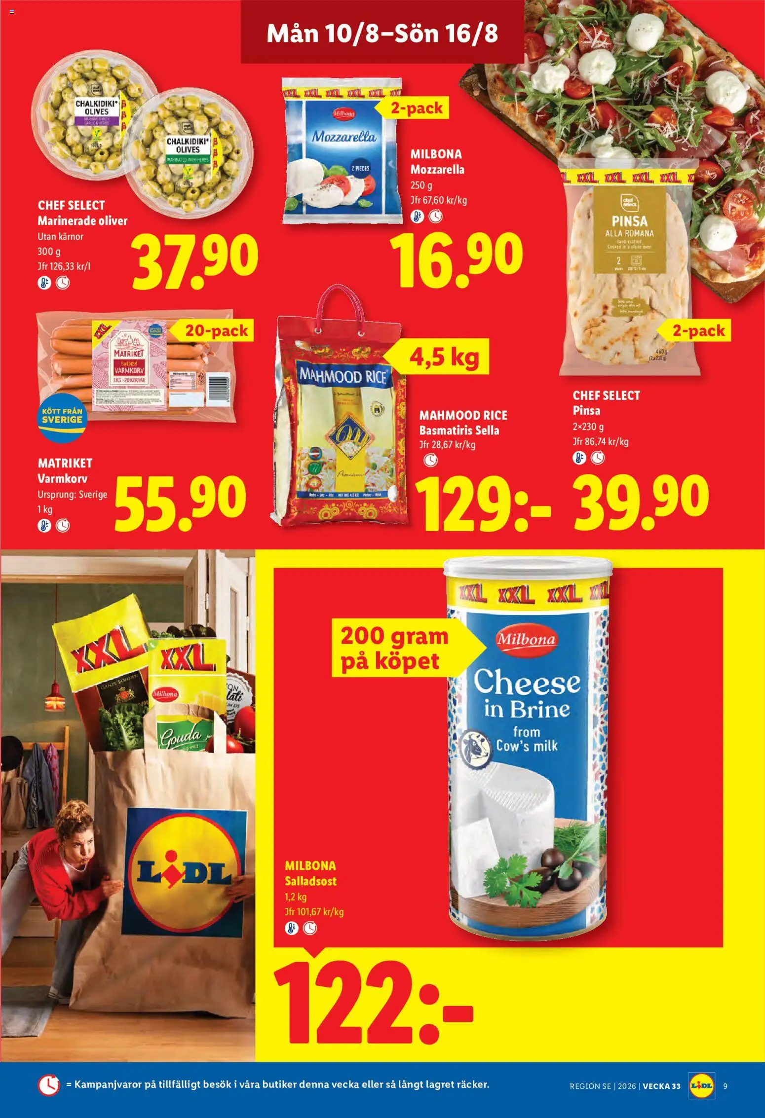 Lidl reklamblad aktuell från 10/08/2026 | Sida: 9 | Produkter: Oliver, Varmkorv, Pizza