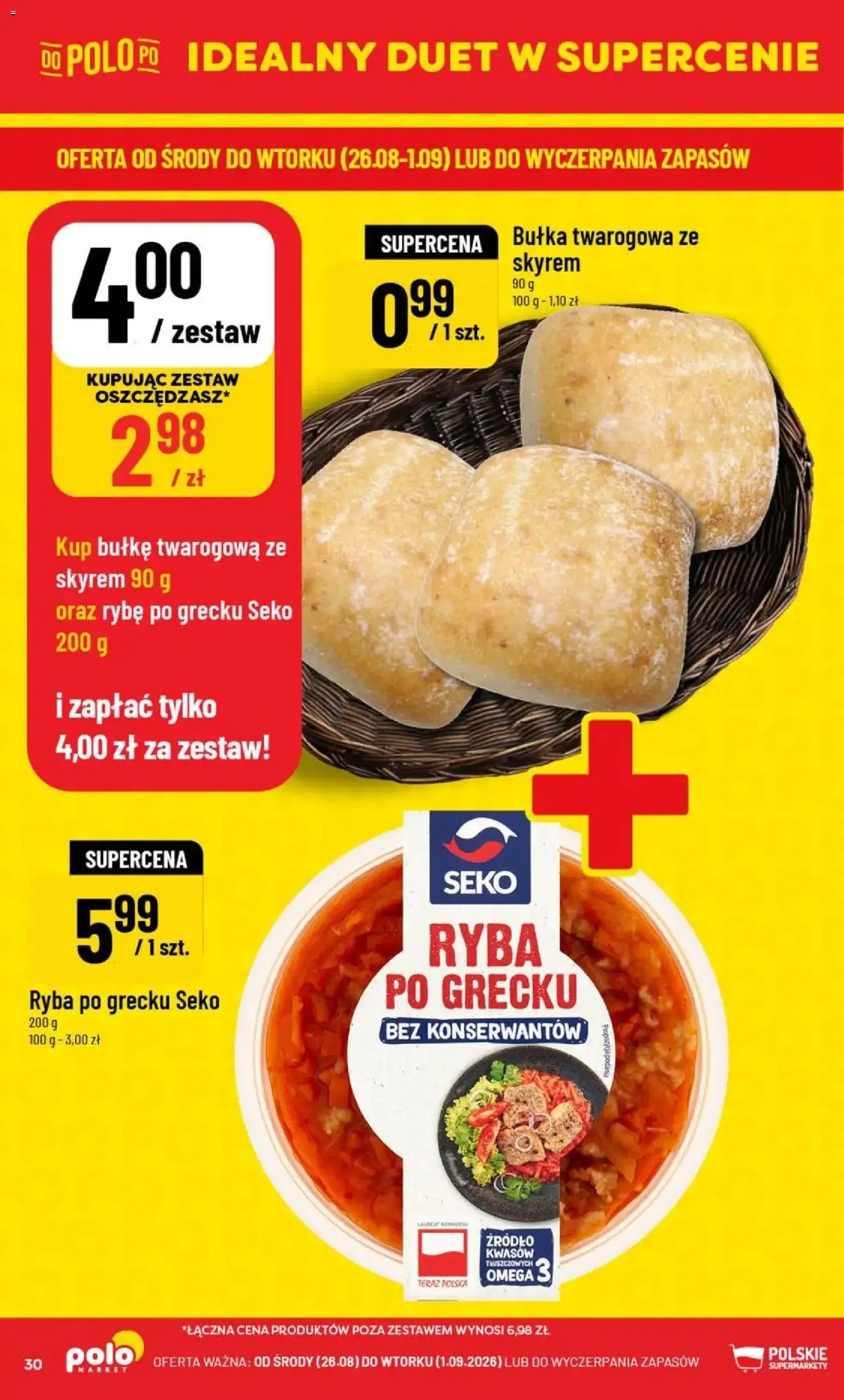 Nowa POLOmarket gazetka od jutra 26.08.2026 | Strona: 30 | Produkty: Bułka, Omega, Omega 3, Ryba