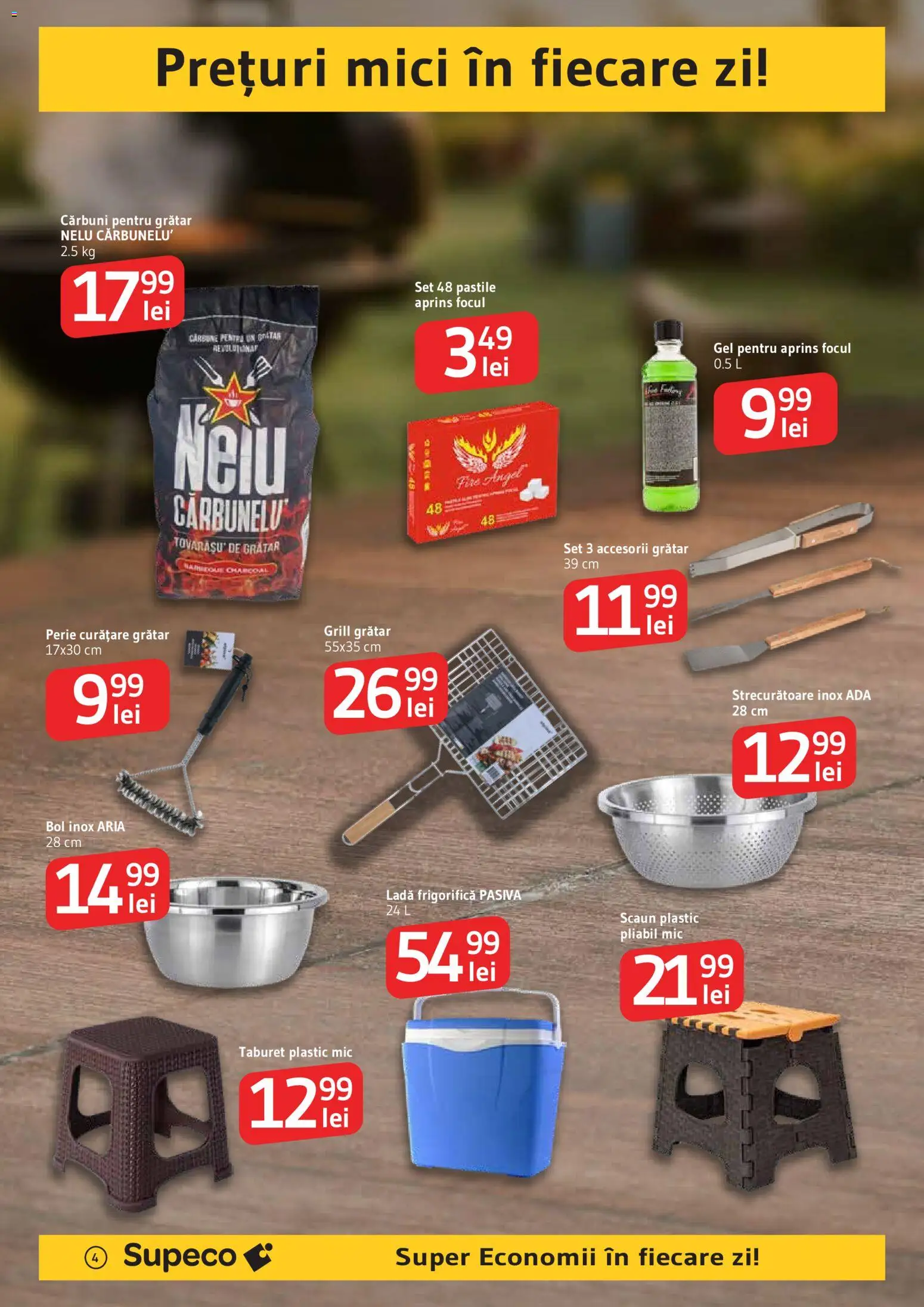 Noul catalog Supeco – valabil de la 06.08.2026 | Pagină: 4 | Produse: Bol, Grătar, Taburet, Ladă frigorifică