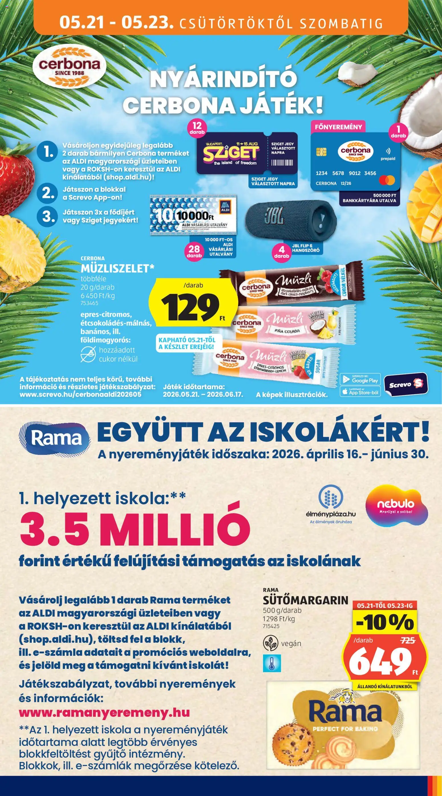 Aldi akciós ujság - amely érvényes a következő dátumtól: 21.05.2026 | Oldal: 19 | Termékek: Müzli, Játék, Hangszóró, Rama