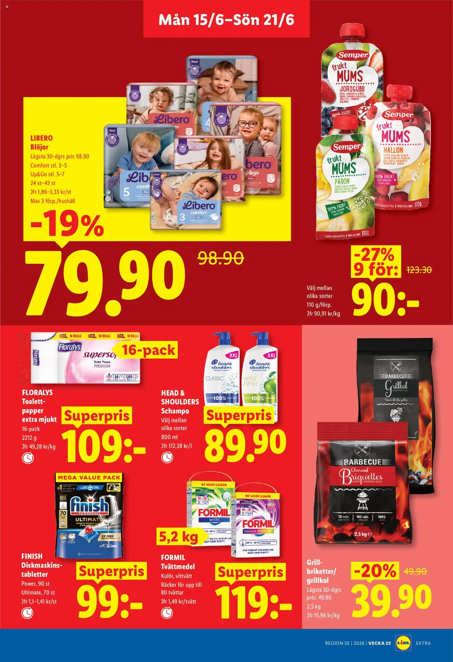 Lidl reklamblad aktuell från 15.06.2026 | Sida: 14 | Produkter: Grillkol, Toalett, Äpple, Papper