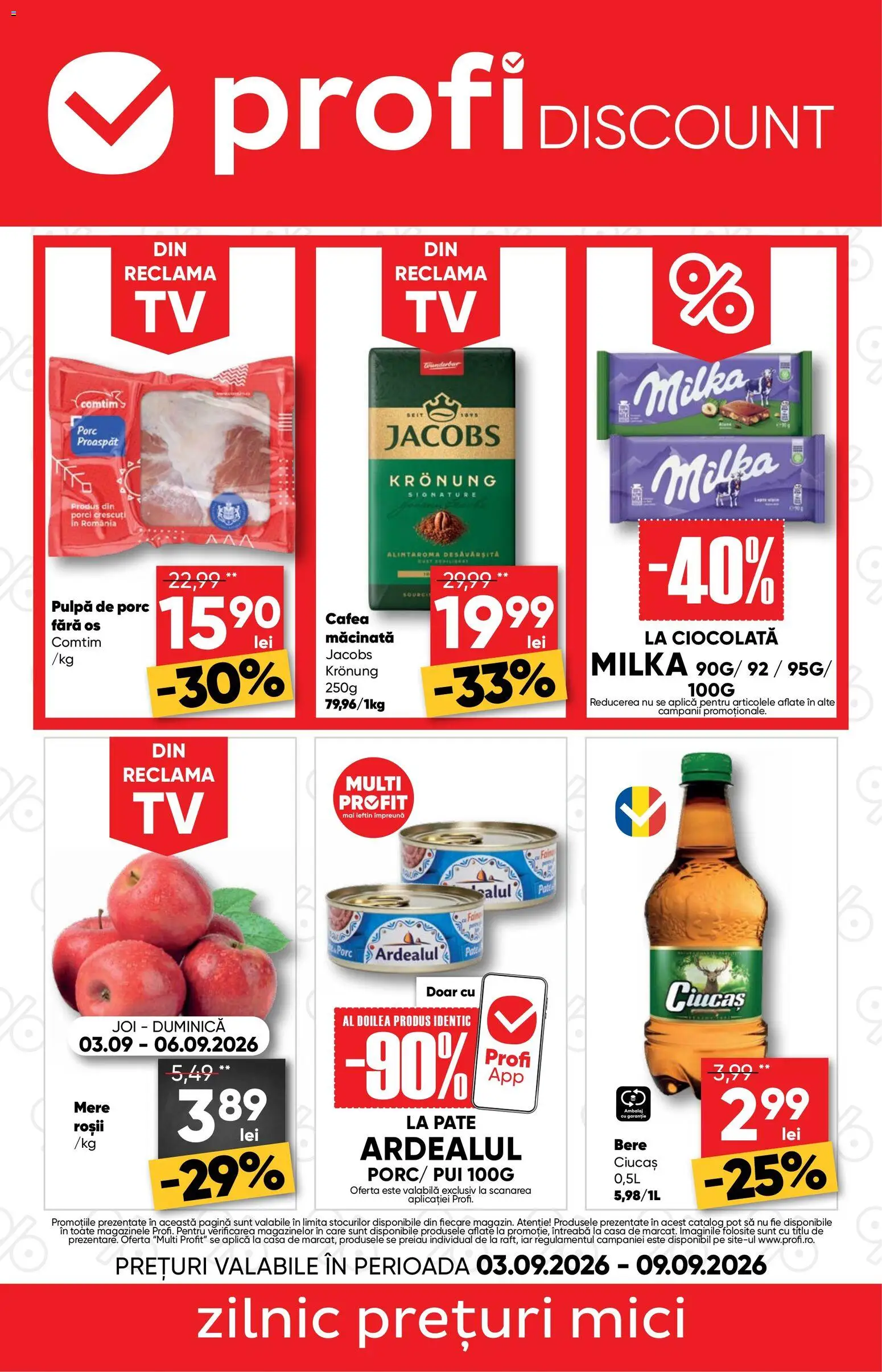 Noul catalog Profi – valabil de la 03.09.2026 | Pagină: 1 | Produse: Cafea, Ciocolată, Mere, Roșii