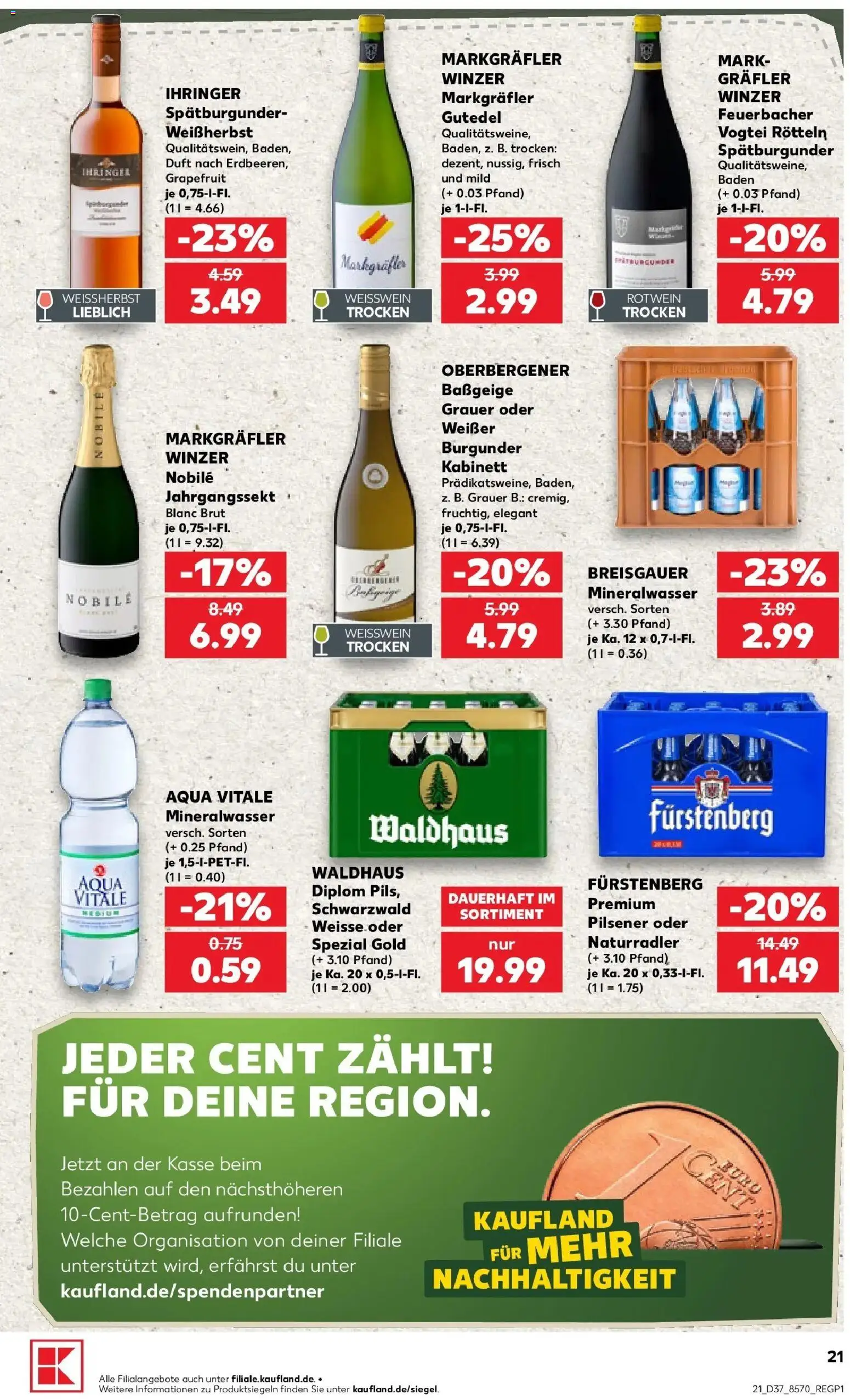 Prospekt Kaufland ab 10.09.2026 » Angebote Online zum Blättern | Seite: 21 | Produkte: Weißwein, Rotwein, Mineralwasser, Grapefruit