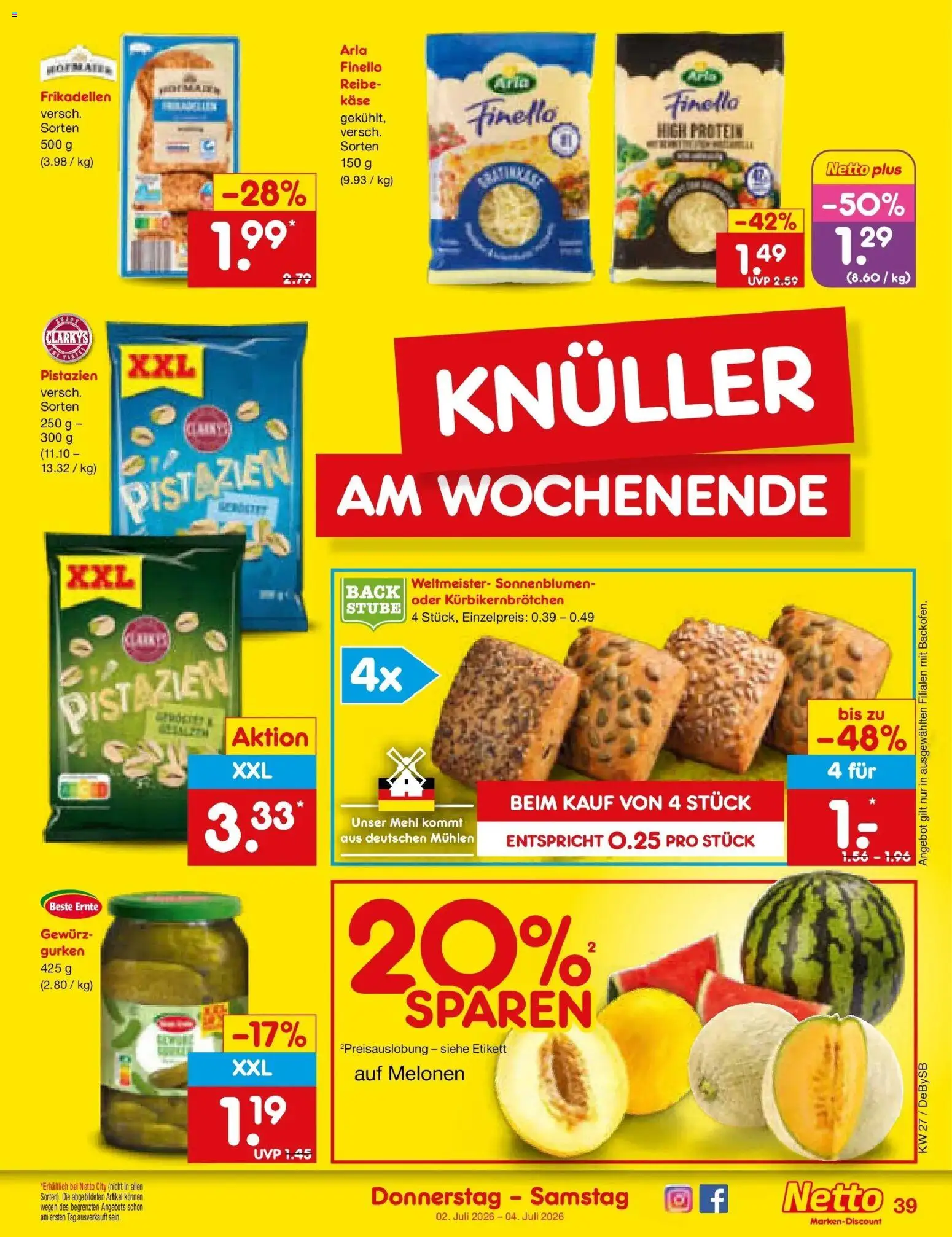 Netto Marken-Discount Prospekt Thierhaupten – gültig ab 29.06.2026 | Seite: 57 | Produkte: Mehl, Käse, Pistazien, Gurken