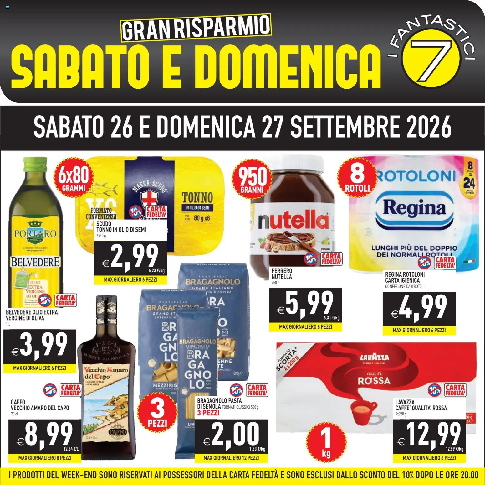 Volantino PIM Supermercati del 26/09/2026 | Pagina: 1 | Prodotti: Olio di semi, Olio, Nutella, Tonno