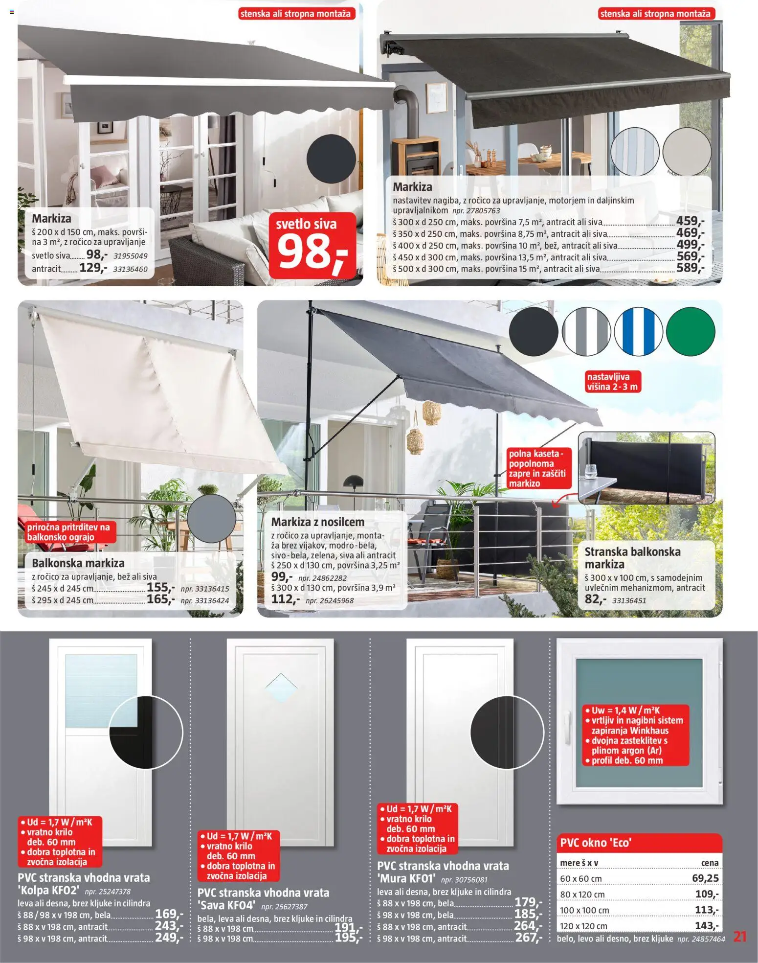 Novi Bauhaus katalog ponudbe – veljaven od 20.05.2026 | Stran: 21 | Izdelki: Markiza, Vratno krilo, Krilo, Vrata