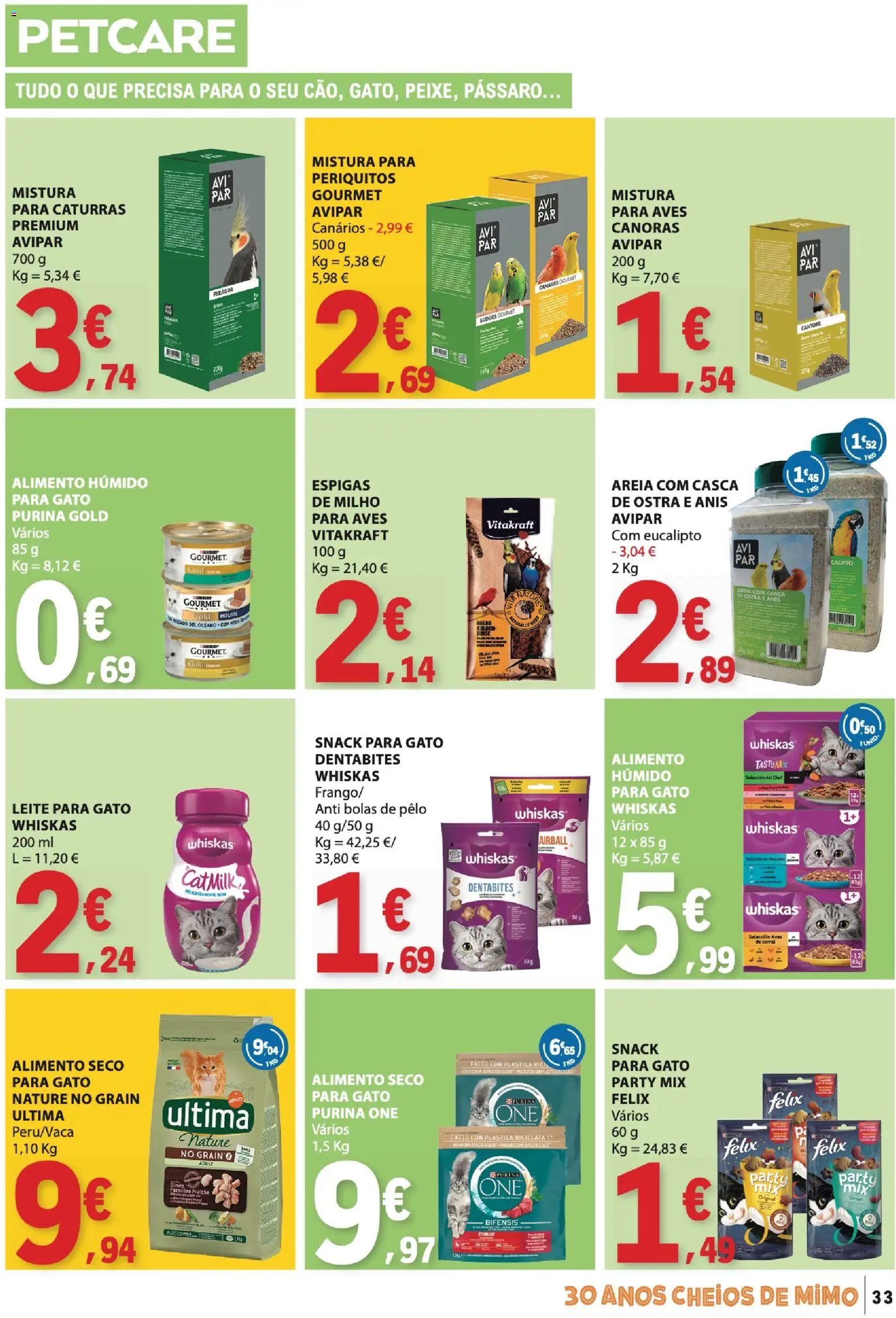 E.Leclerc folheto │ válido de 11.06.2026 | Página: 33 | Produtos: Purina one, Areia, Frango, Leite