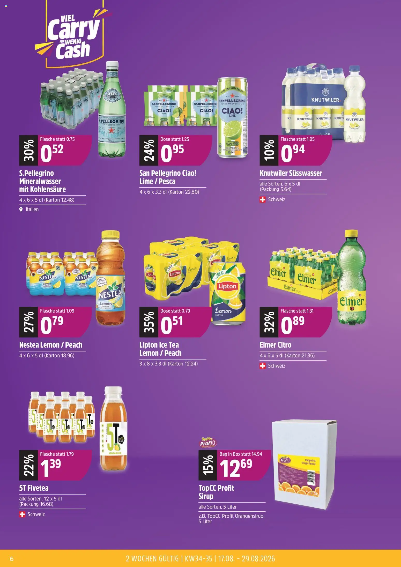 TopCC aktionen Viel Carry Wenig Cash – gültig ab 17.08.2026 | Seite: 6 | Produkte: Box, Sirup, Mineralwasser