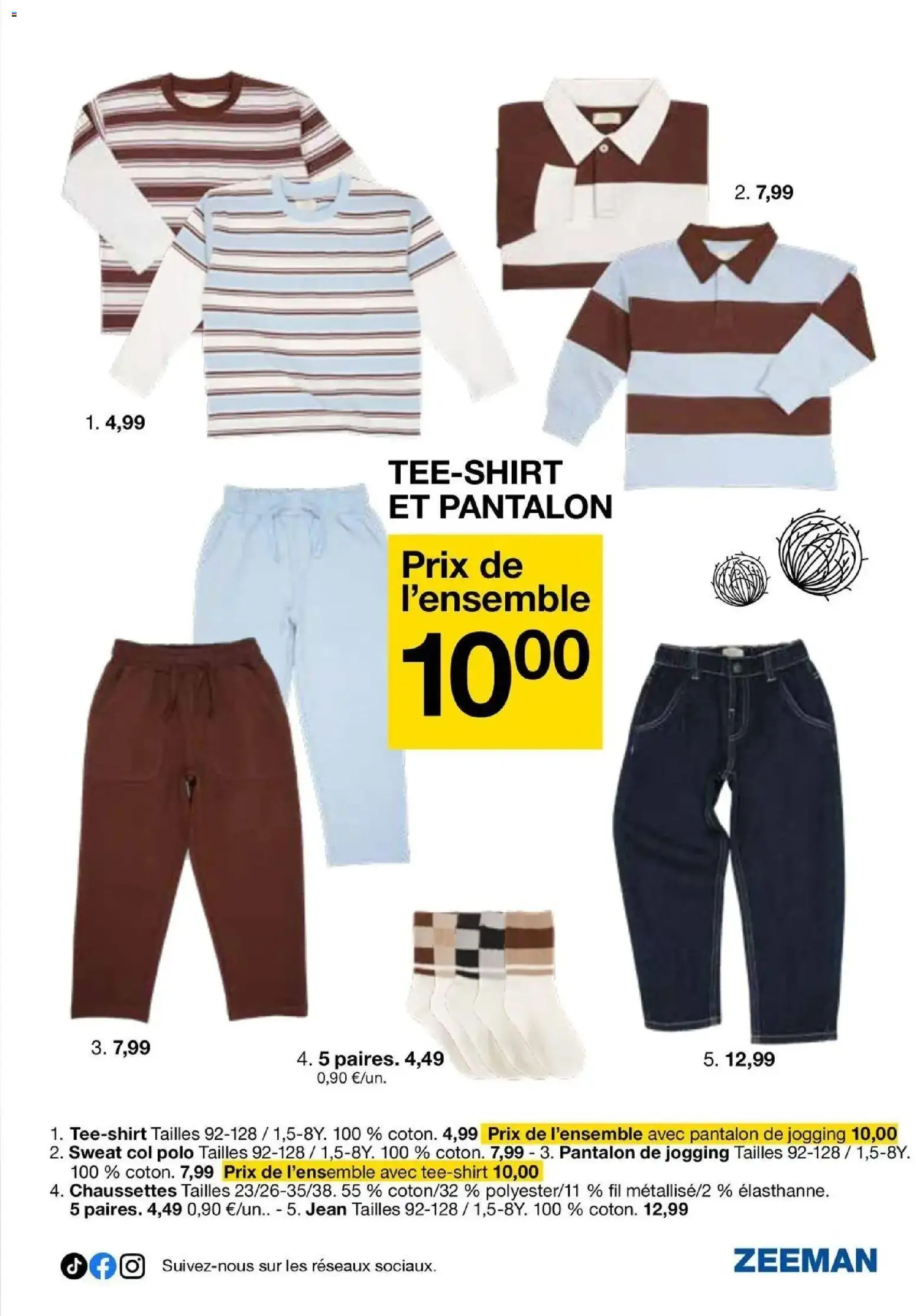 Zeeman - La rentrée avec notre nouvelle collection enfant à partir du 08/08/2026 - promo en ligne | Page: 15 | Produits: Polo, Jean, Chaussettes, Pantalon