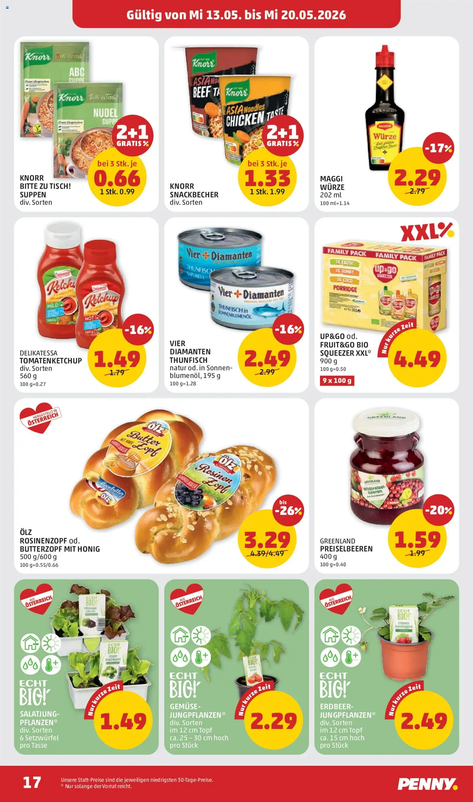Penny Markt Flugblatt gültig ab 13.05.2026 | Seite: 17 | Produkte: Rosinen, Gemüse, Tisch, Butter