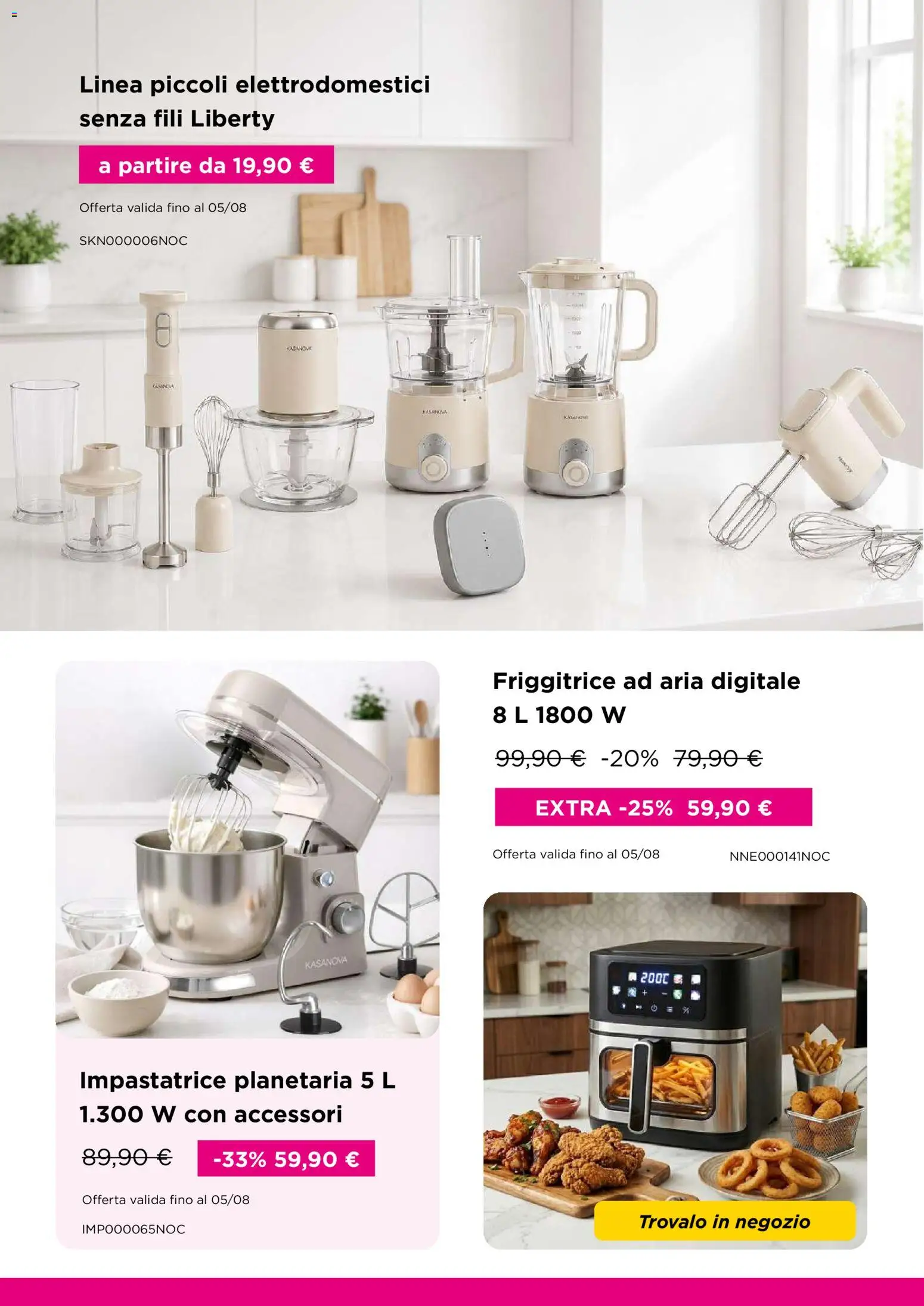 Volantino Kasanova del 11/07/2026 | Pagina: 21 | Prodotti: Friggitrice ad aria, Impastatrice, Friggitrice
