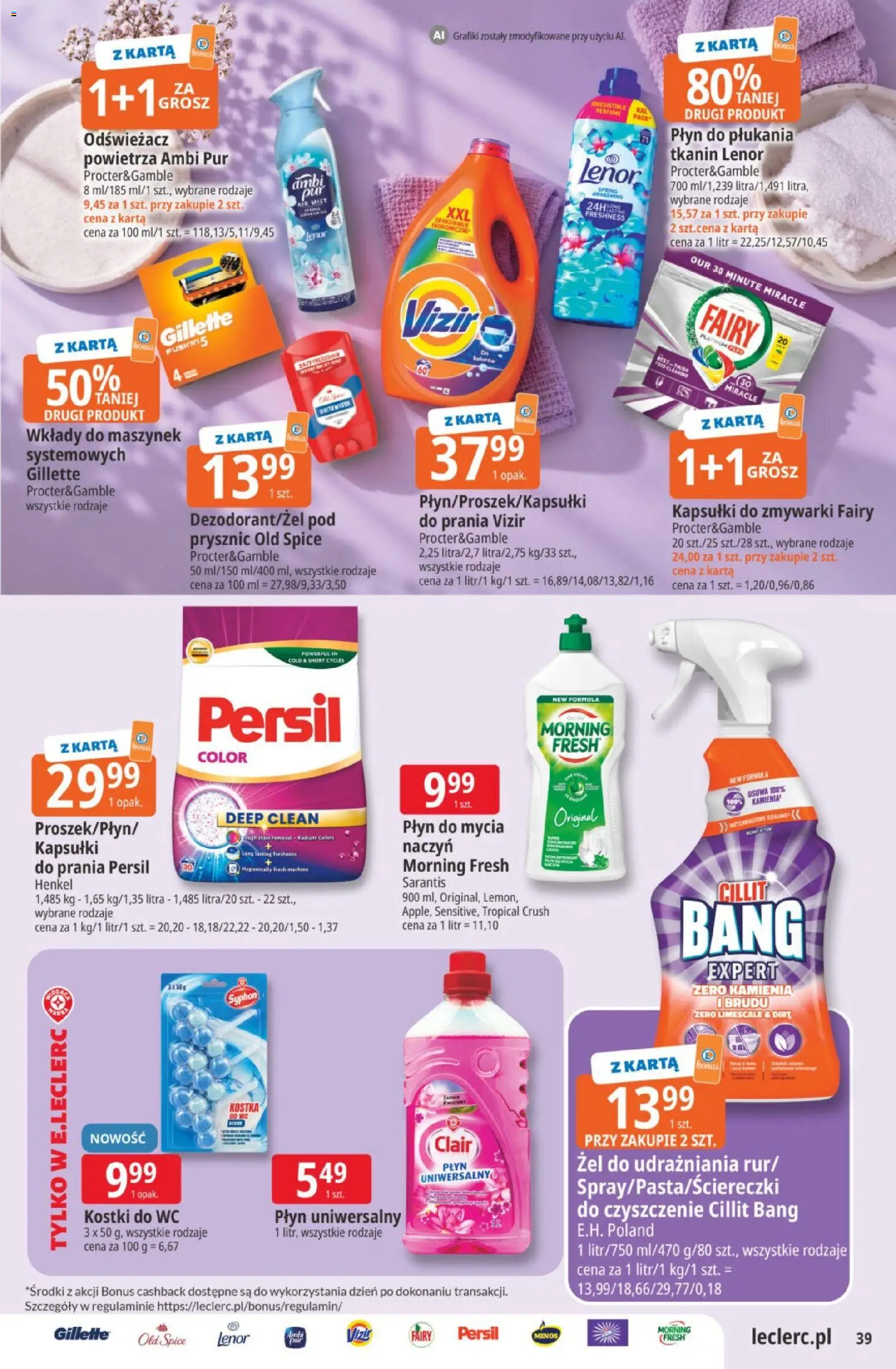 E.Leclerc gazetka od 20.10.2026 | Strona: 39 | Produkty: Kostki do wc, Persil, Fairy, Old spice