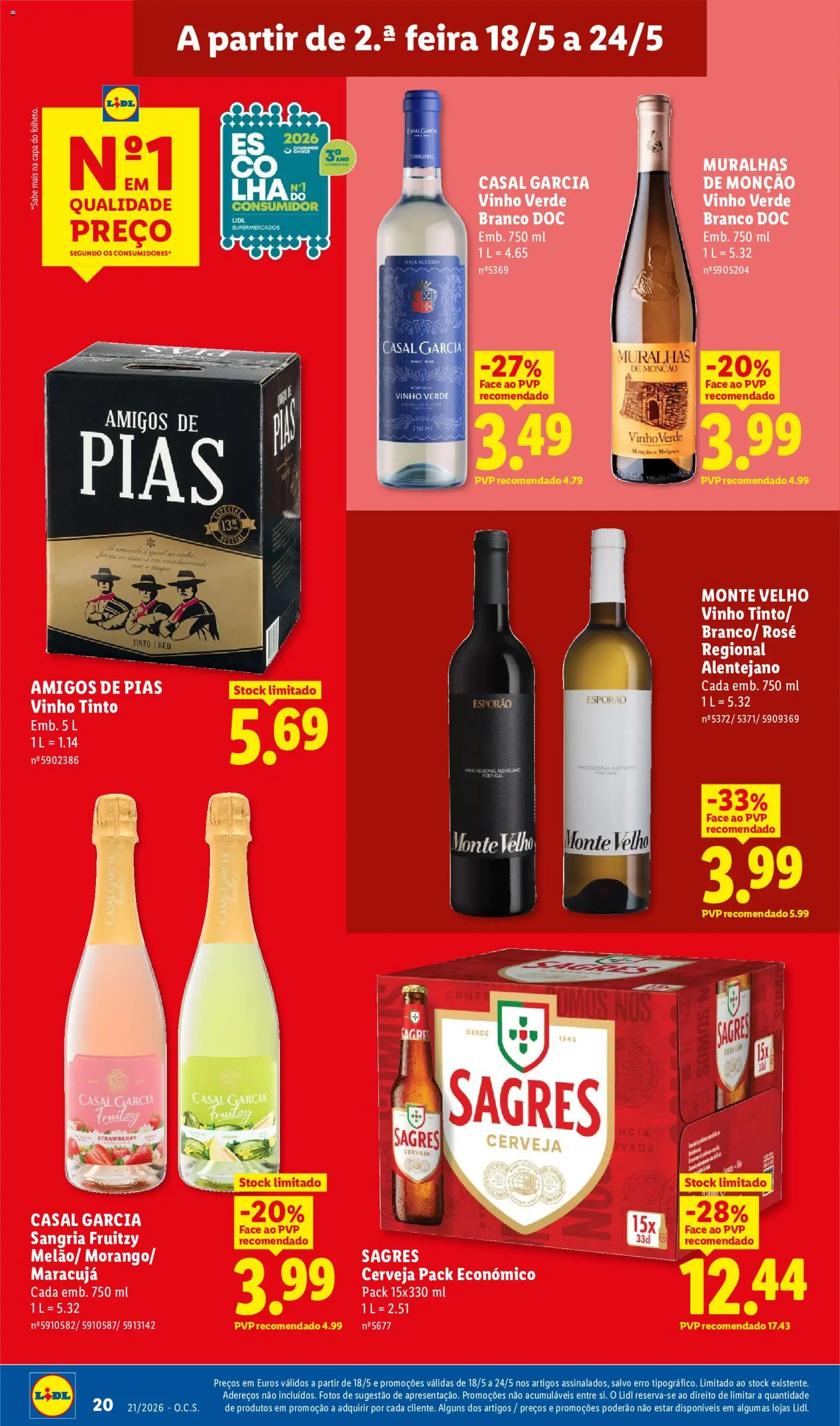 Lidl folheto │ válido de 18.05.2026 | Página: 20 | Produtos: Vinho, Cerveja, Vinho tinto