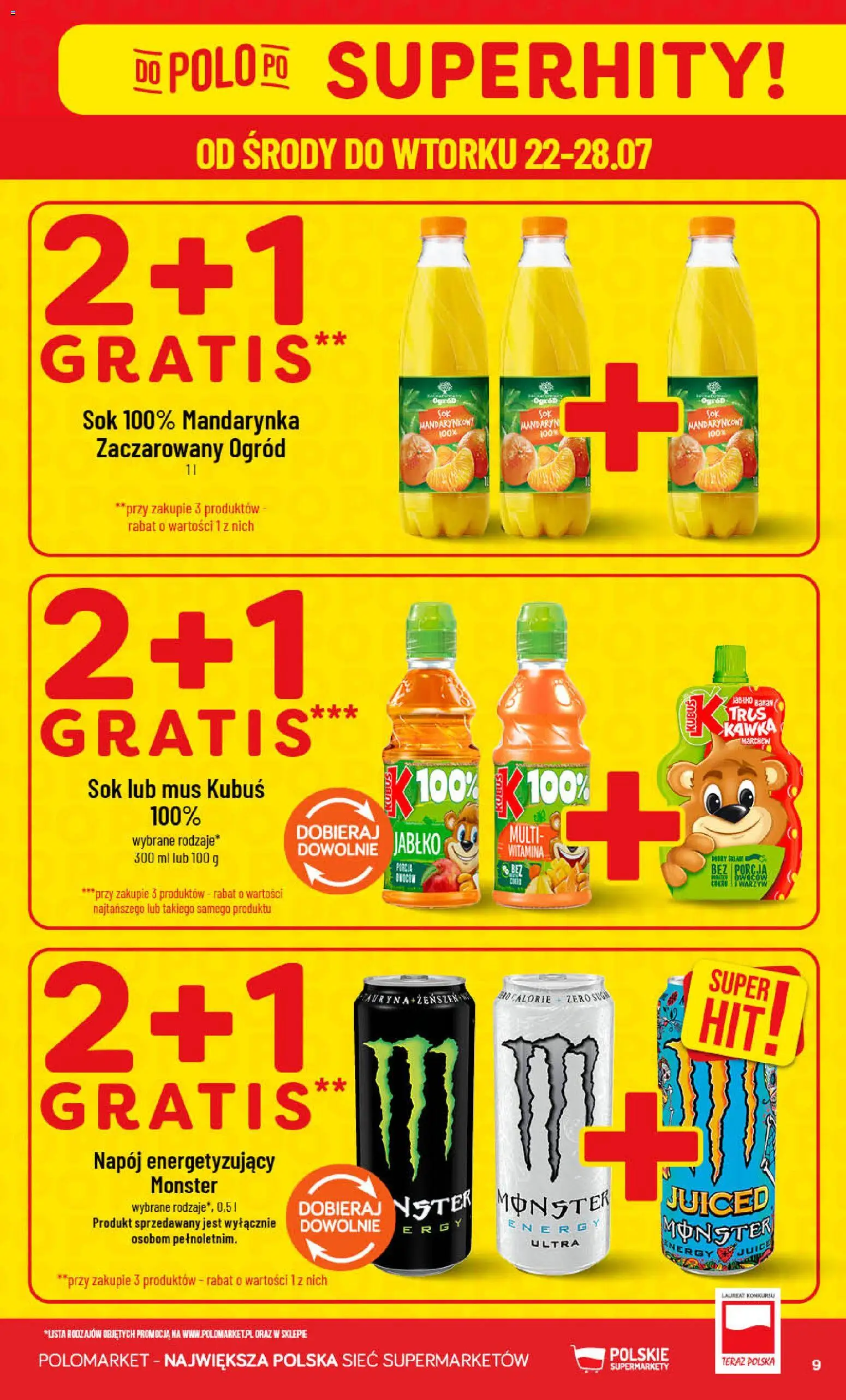 POLOmarket gazetka od 22.07.2026 | Strona: 9 | Produkty: Sok, Banan