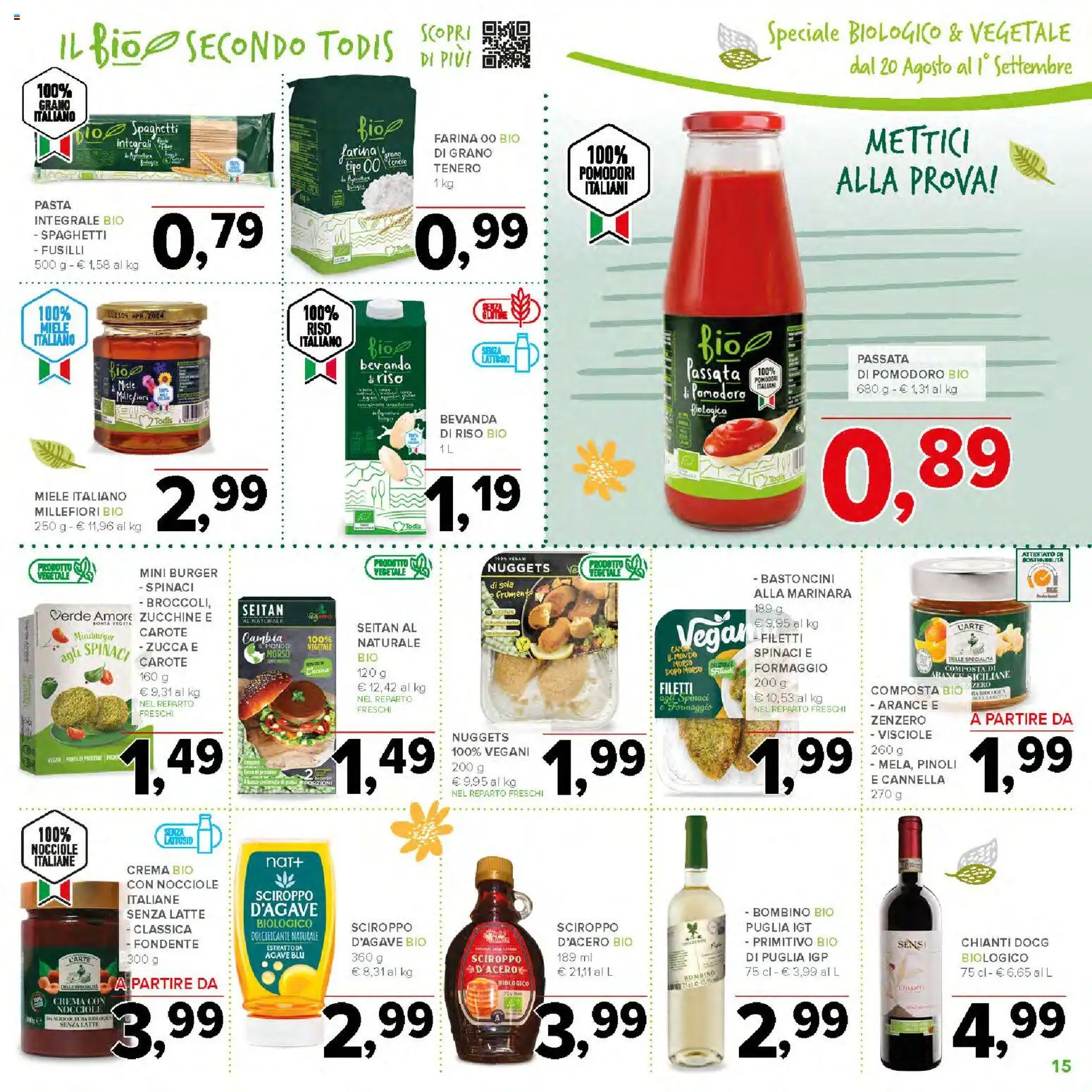 Volantino Todis del 20/08/2026 | Pagina: 15 | Prodotti: Crema, Riso, Pomodoro, Carote