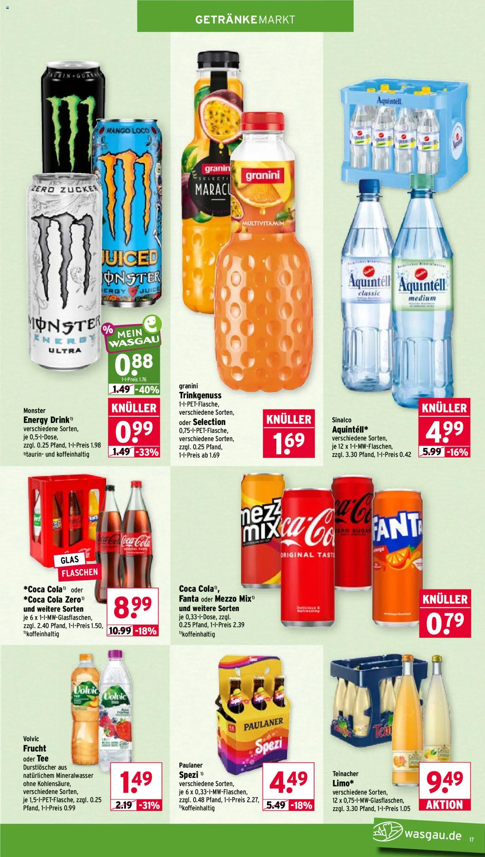 Wasgau Prospekt – gültig ab 12.10.2026 | Seite: 17 | Produkte: Mineralwasser, Zucker, Granini, Tee