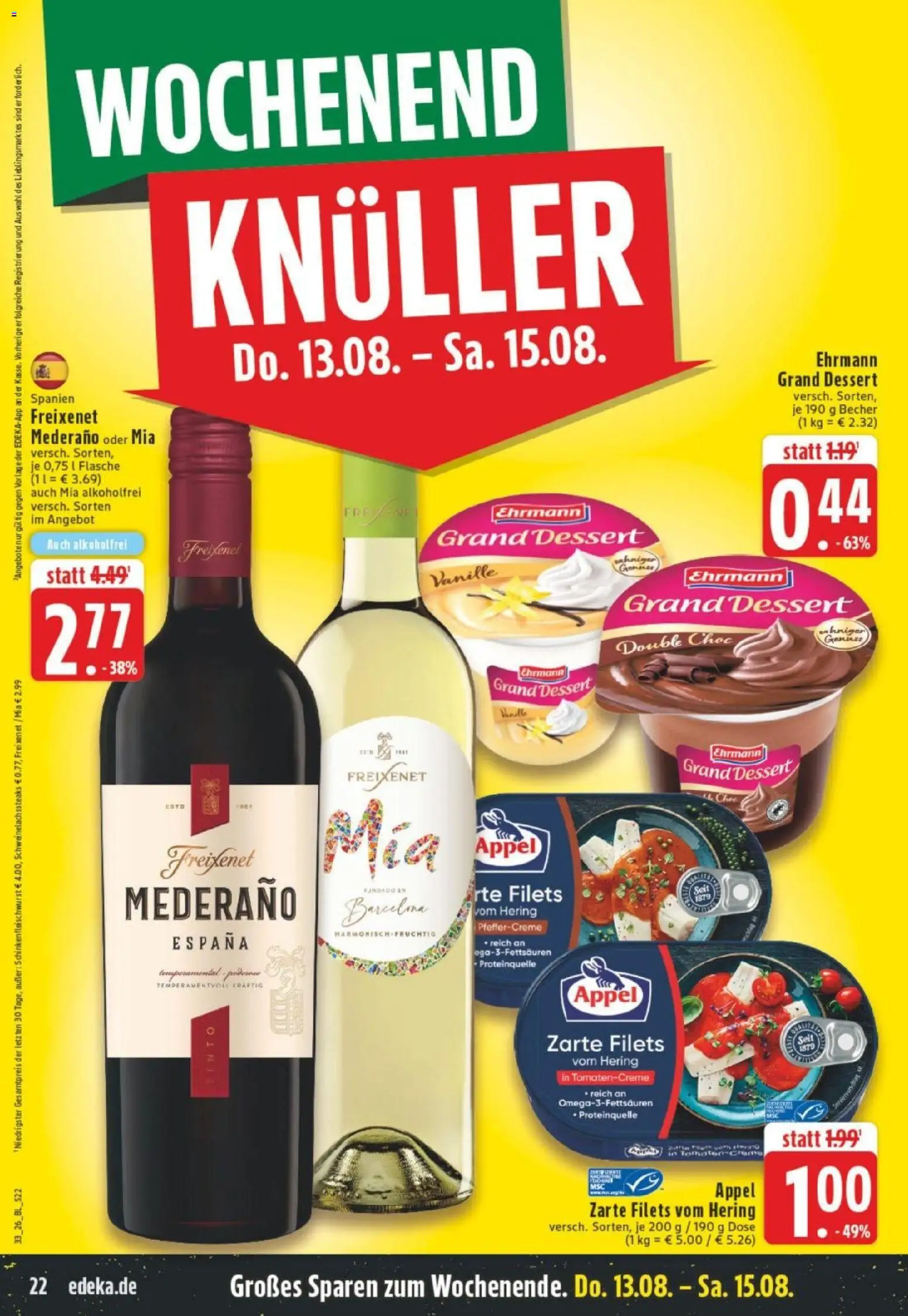 Edeka Prospekt Dortmund – gültig ab 10.08.2026 | Seite: 22 | Produkte: Hering, Freixenet, Ehrmann grand dessert, Vanille