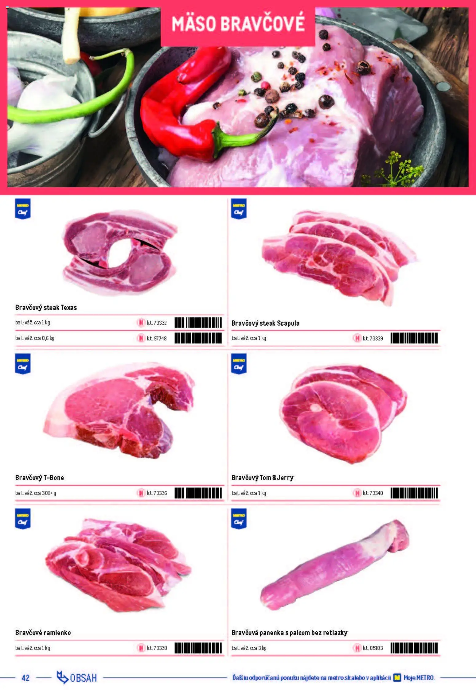 Nové Metro akcie – leták je platný od 05.12.2025 | Strana: 42 | Produkty: Bravčová panenka, Mäso, Steak