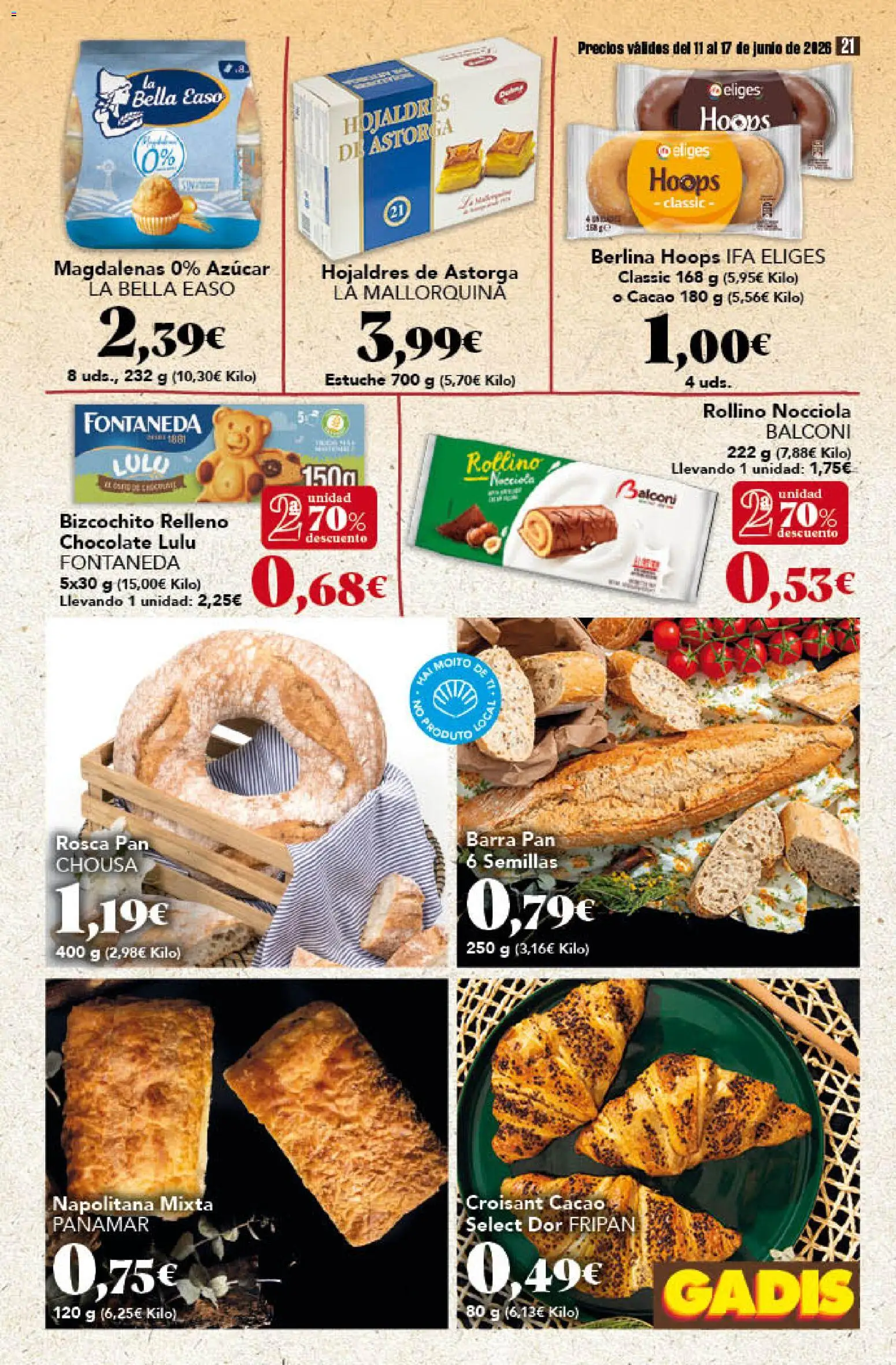 Gadis folleto │ válido desde el 11.06.2026 | Página: 21 | Productos: Pan, Chocolate, Magdalenas, Φρυγανιές σικάλεως