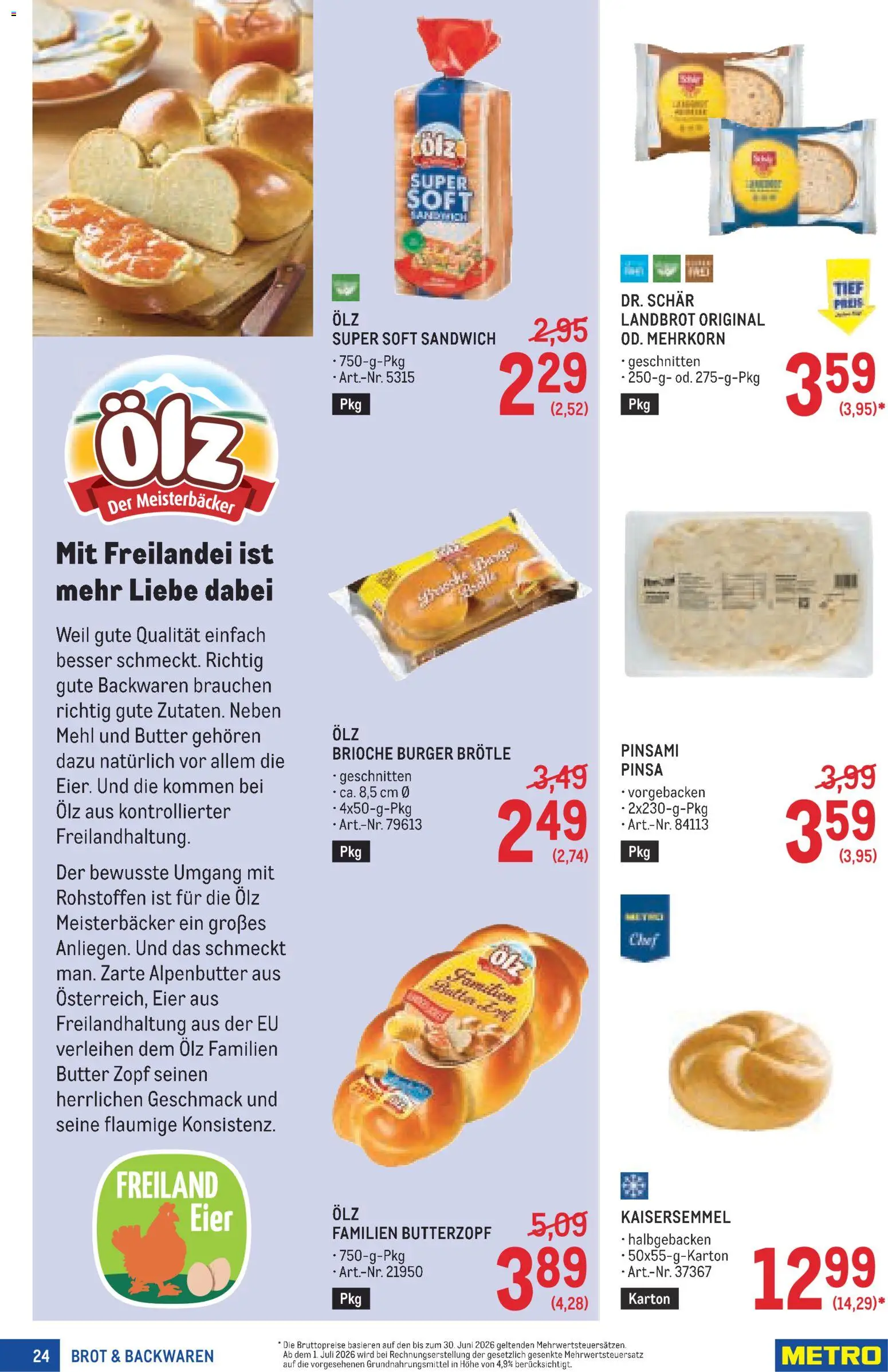 Metro angebote Profi gültig ab 25.06.2026 | Seite: 24 | Produkte: Butter, Eier, Brot